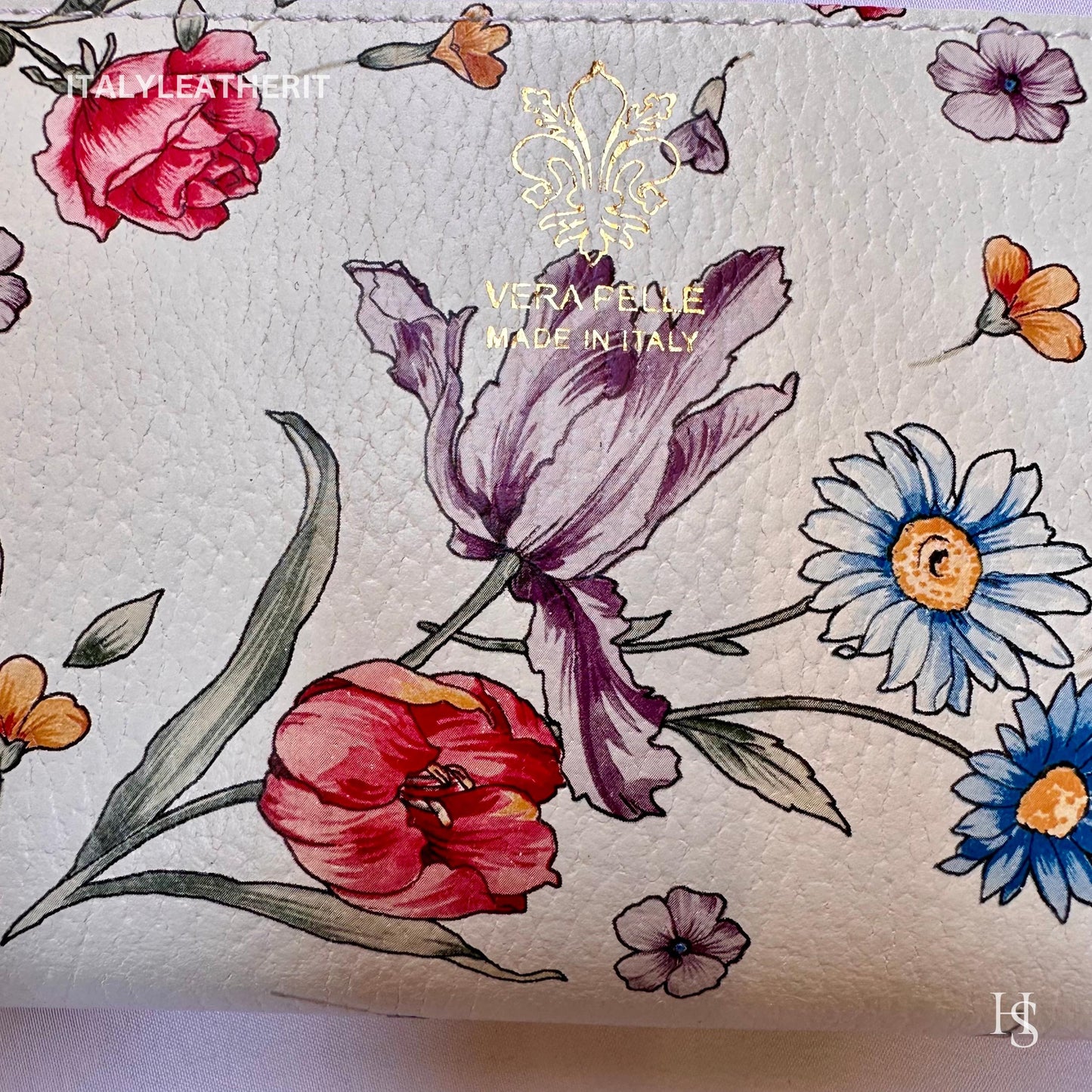 Italian Handmade Leather Wallet For Women | Florence Craftsmanship | Genuine Leather | Flower Wallet
