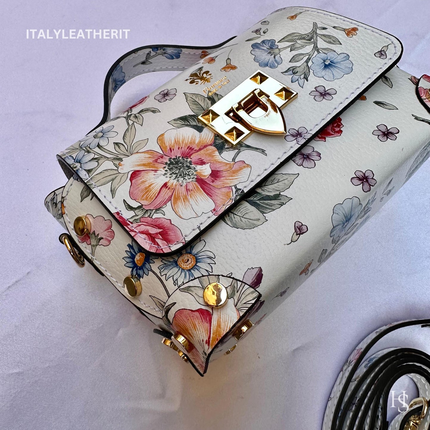 Italian Handmade Leather Bags For Women | Elegant Leather Tote From Florence | Small Handbags and Shoulder Bags ,Flower Bag