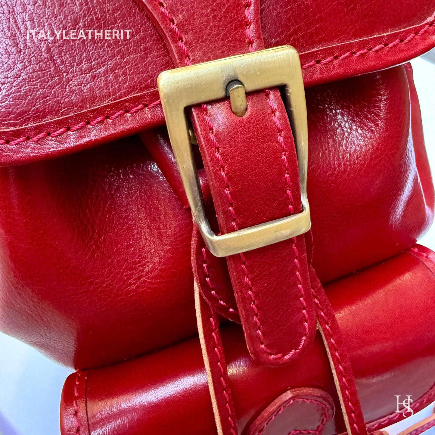 Italian Handmade Unisex Tuscan Leather Red Backpack from Florence, Italy – Stylish, Authentic, and Durable,