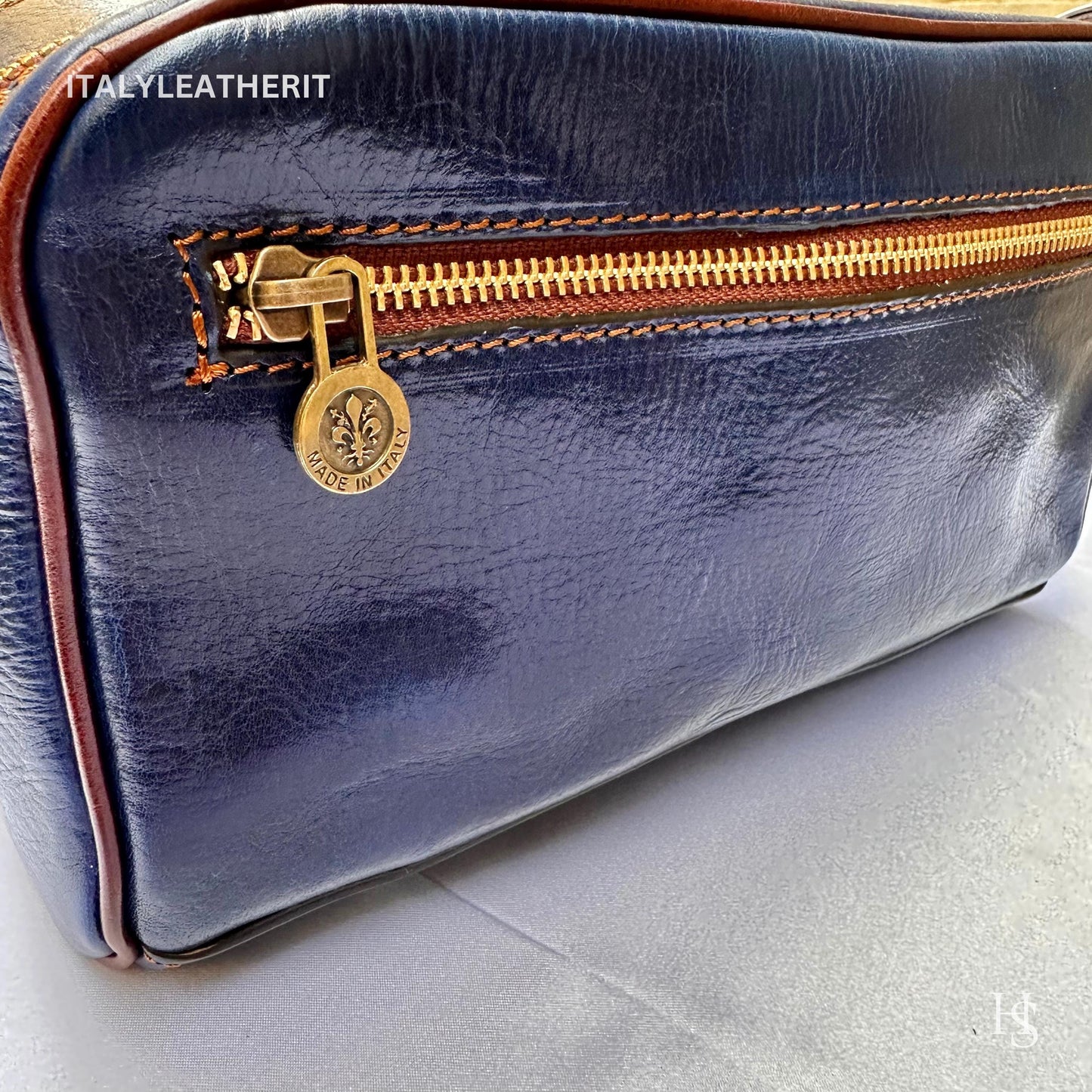 Italian Handmade Italian Leather Toiletry Unisex from Florence ll Made In Italy,leather dopp kit