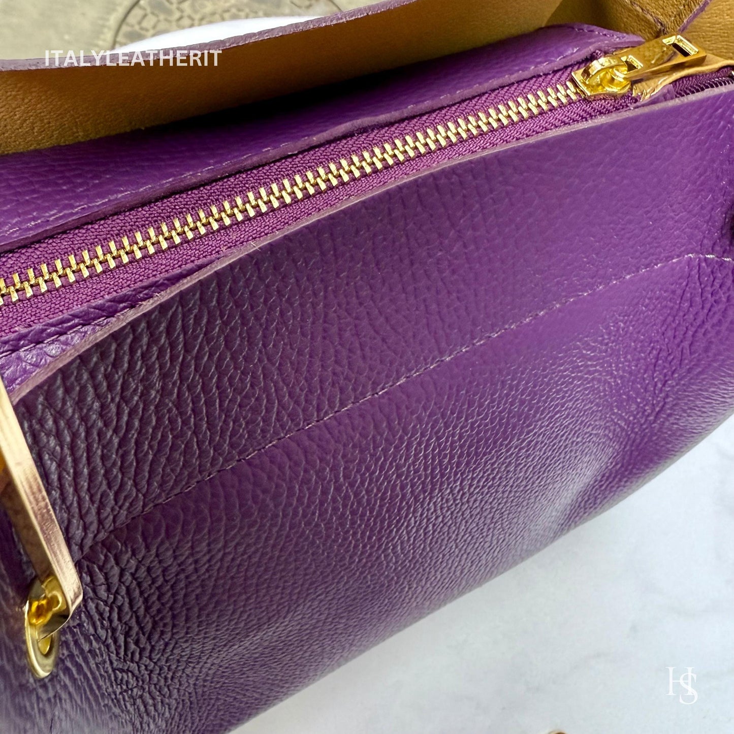 Italian Handmade Leather Bags For Women | Elegant Brown Leather Tote From Florence, Italy | Premium Craftsmanship , Purple purse