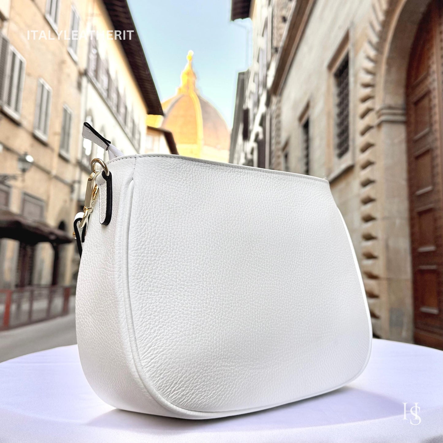 Italian Handmade Leather Bags For Women l l Elegant Leather Tote From Florence, Made in Italy, White leather Tote