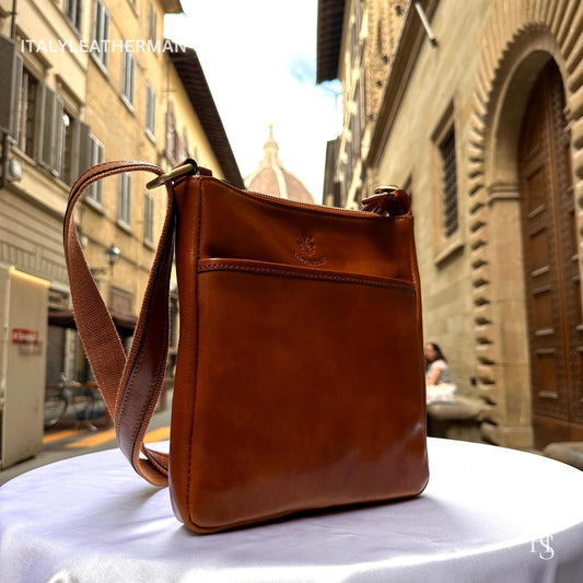 Italian Handmade Leather Crossbody Bags for Men Made In Italy from Florence || Handmade leather bag