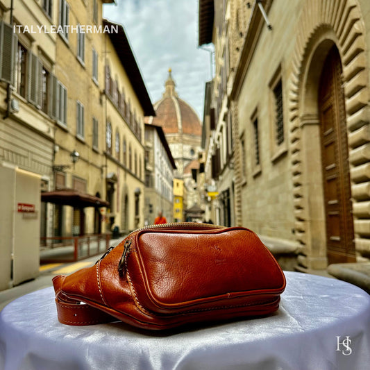 Italian Handmade Leather Belt Bags for Unisex Made In Italy from Florence | Waist Bag | Leather Fanny Pack | Belly Bag