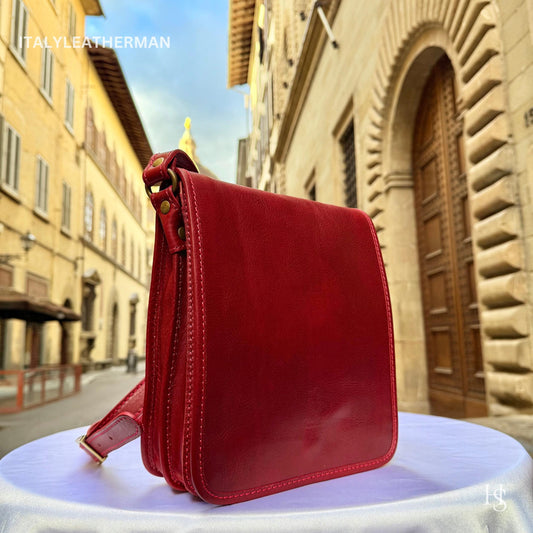Italian Handmade Leather Crossbody Bags for Men Made In Italy from Florence || handmade leather bag, Gift for him