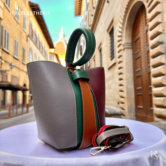 Italian Handmade Leather Bags For Women l l Elegant Leather Tote From Florence, Bucket bag, Made in Italy