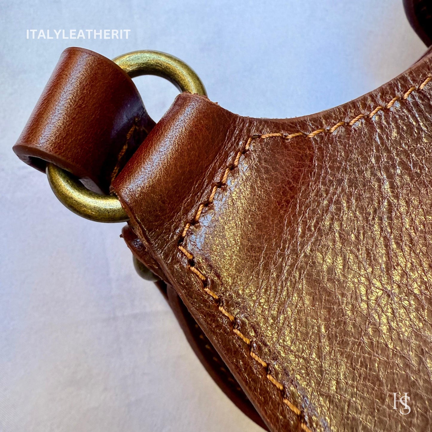 Italian Handmade Leather Bags For Woman l l Elegant Leather Tote From Florence, Brown shoulder bag