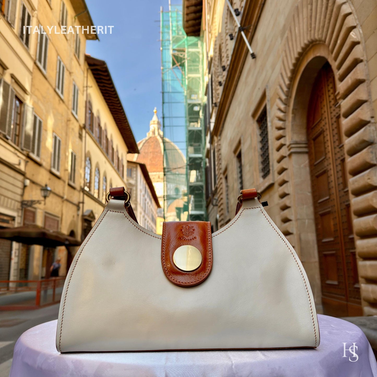 Italian Handmade Leather Bags For Woman l l Elegant Leather Tote From Florence, Brown shoulder bag