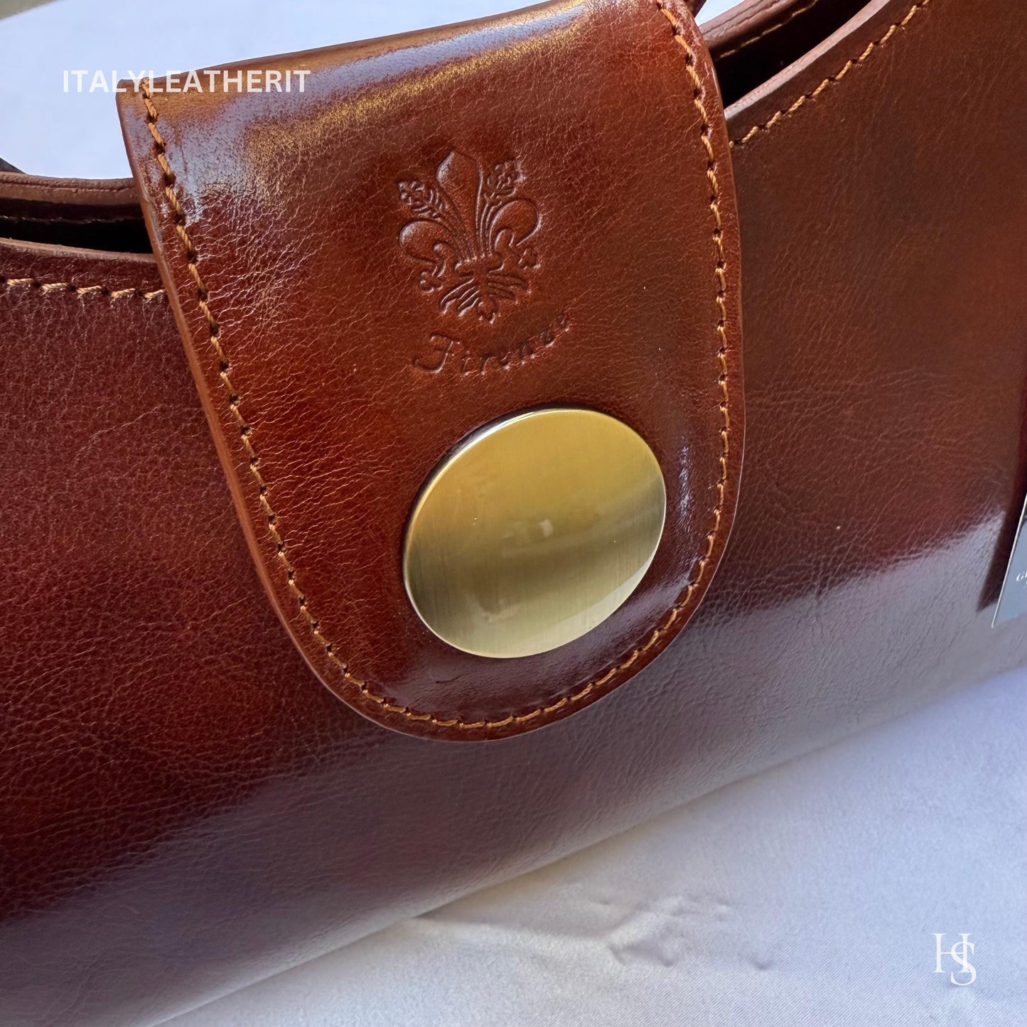Italian Handmade Leather Bags For Woman l l Elegant Leather Tote From Florence, Brown shoulder bag