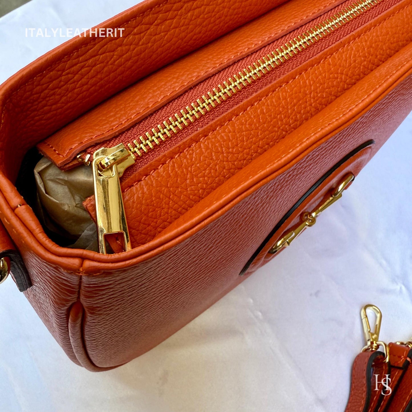 Italian Handmade Leather Bags For Women l l Elegant Leather Tote From Florence, Made in Italy, Orange leather Tote