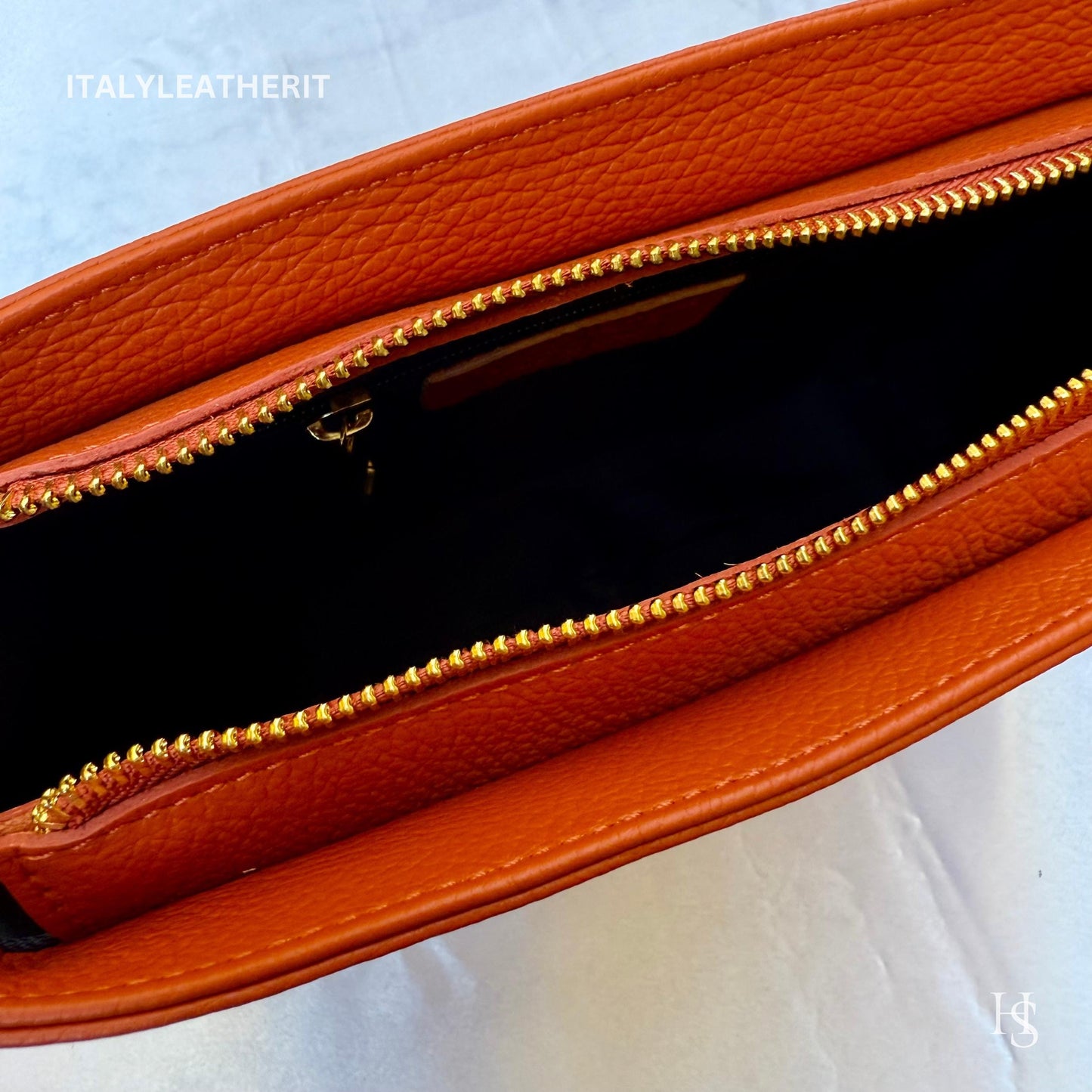 Italian Handmade Leather Bags For Women l l Elegant Leather Tote From Florence, Made in Italy, Orange leather Tote