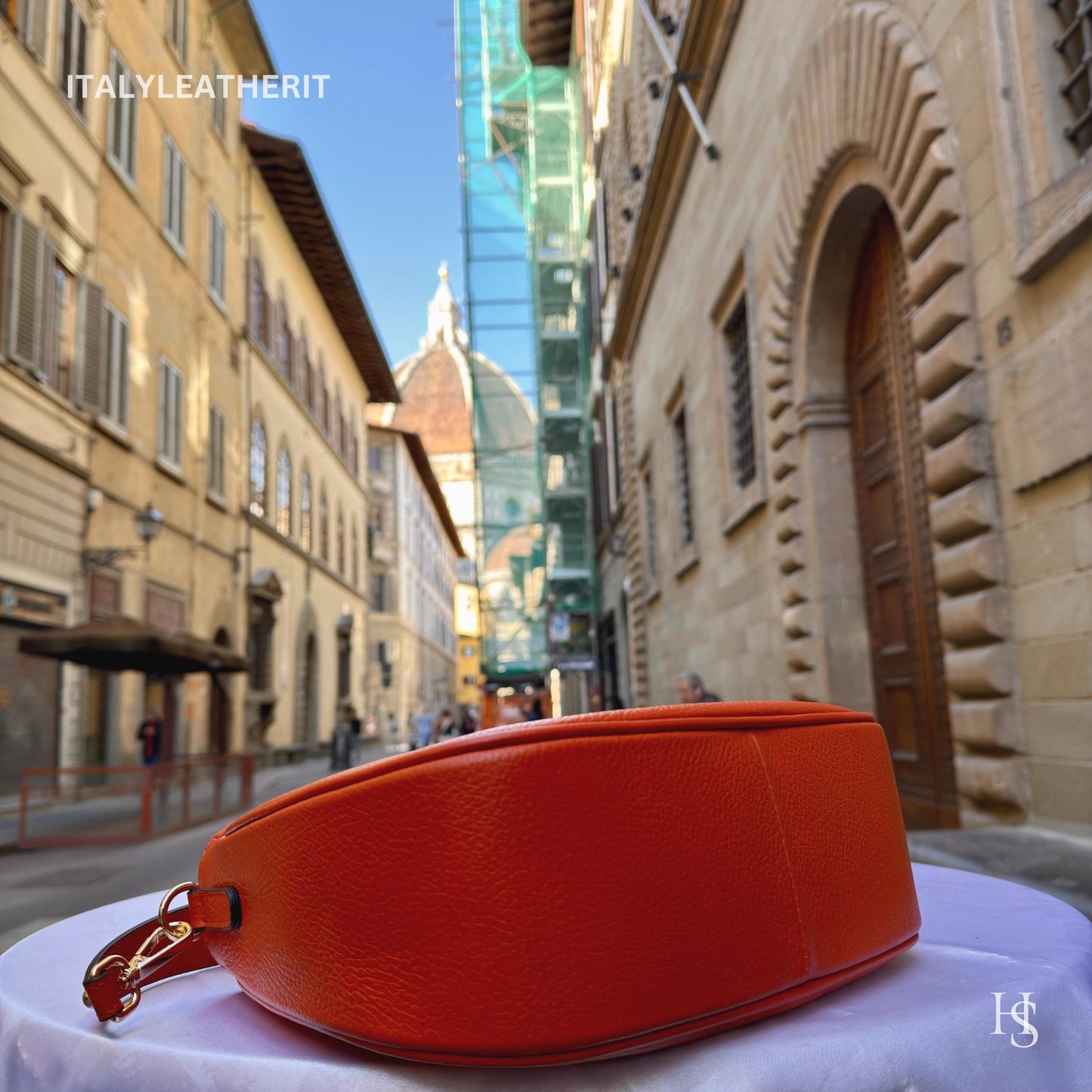 Italian Handmade Leather Bags For Women l l Elegant Leather Tote From Florence, Made in Italy, Orange leather Tote
