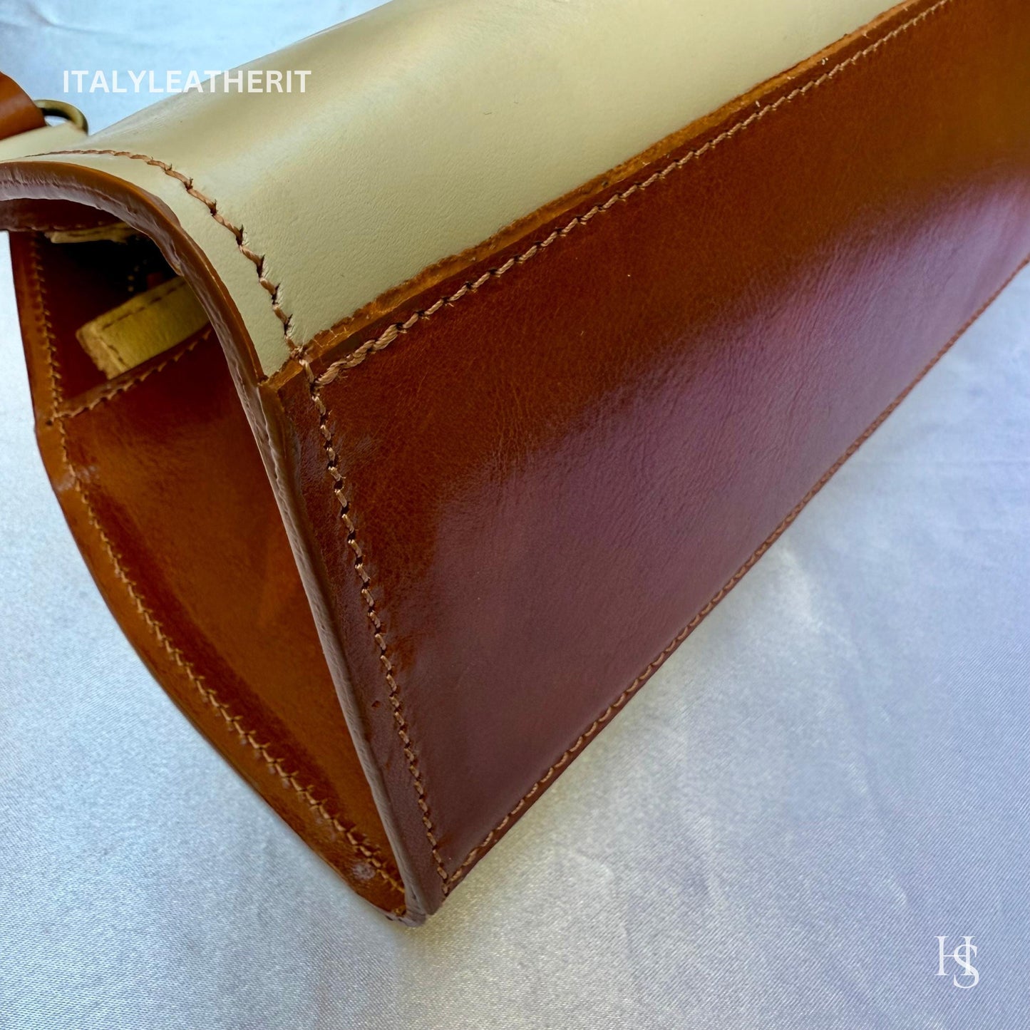 Italian Handmade Leather Bags For Woman l l Elegant Leather Tote From Florence, Brown shoulder bag