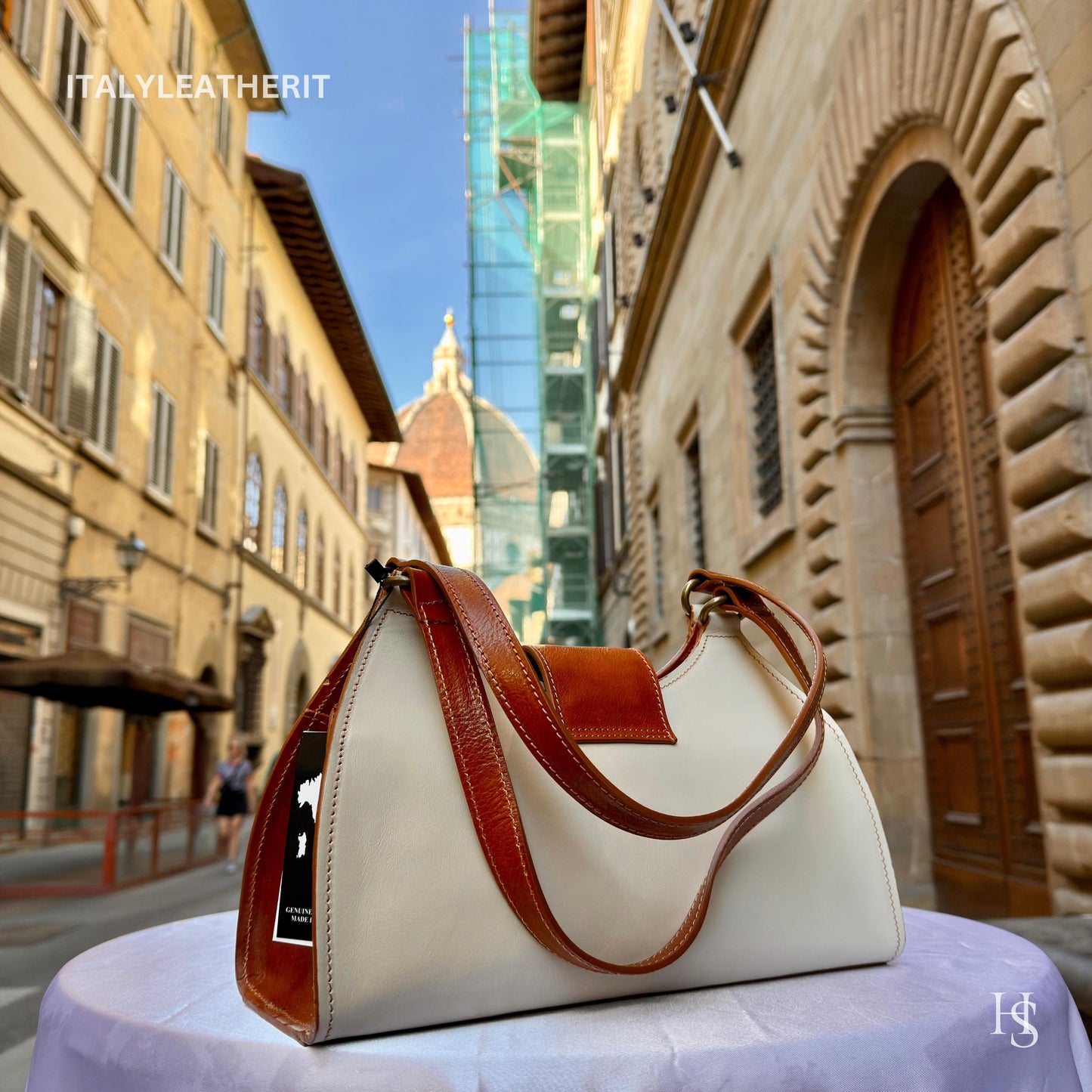 Italian Handmade Leather Bags For Woman l l Elegant Leather Tote From Florence, Brown shoulder bag