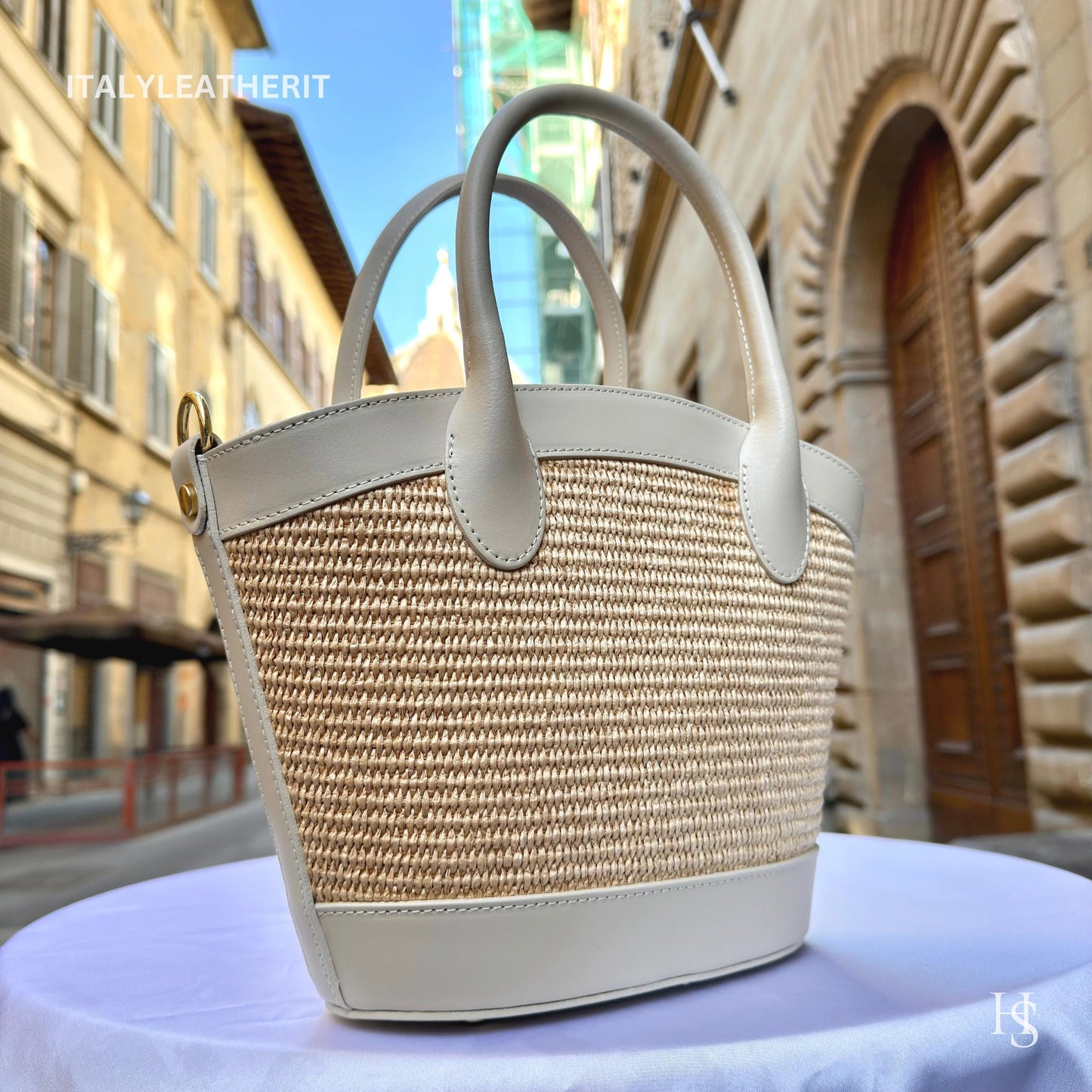 Italian Handmade Leather Bags for Women | Elegant Tote & Purse from Florence, Straw and Leather bag