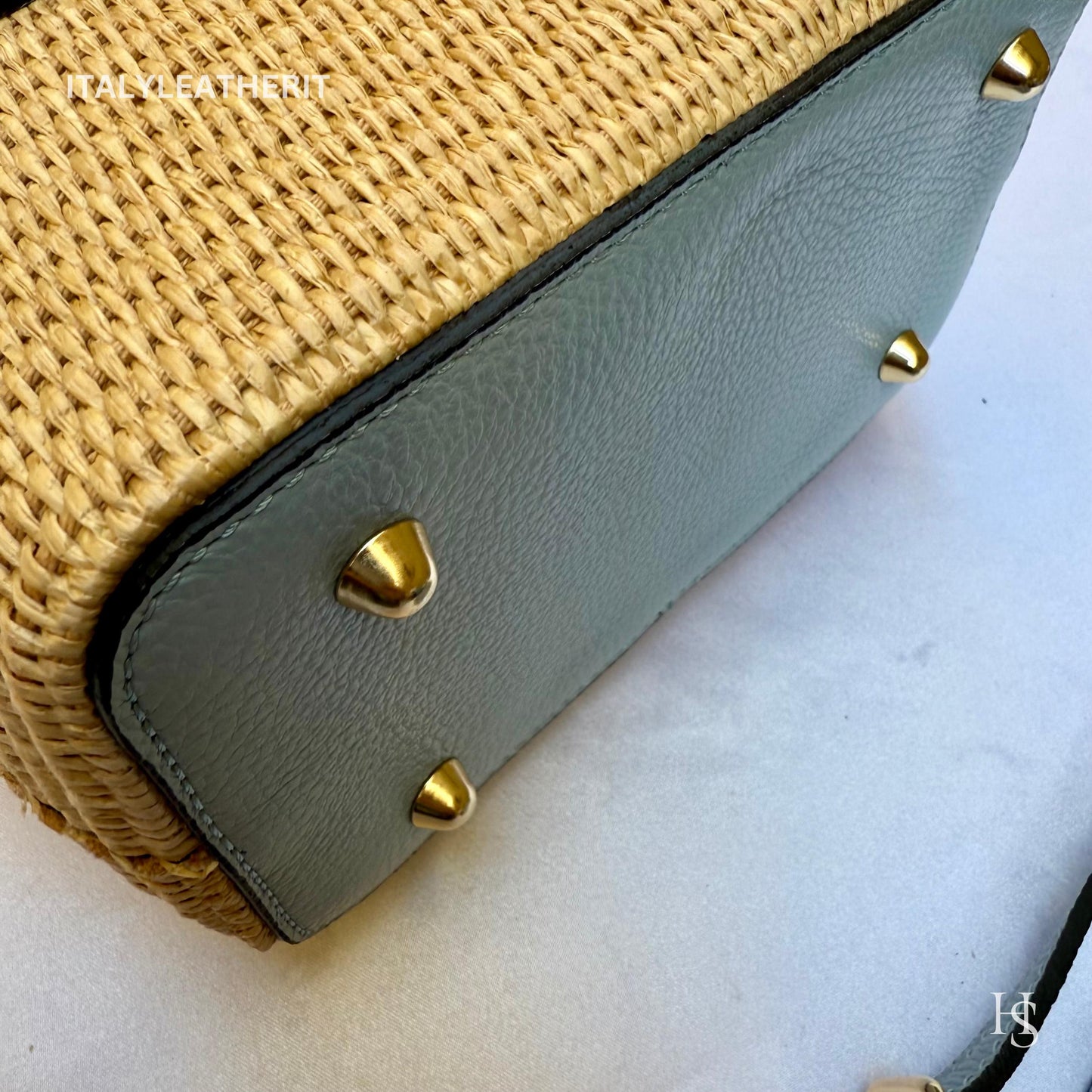 Italian Handmade Leather Bags for Women | Elegant Tote & Purse from Florence, Small Straw and Leather bag