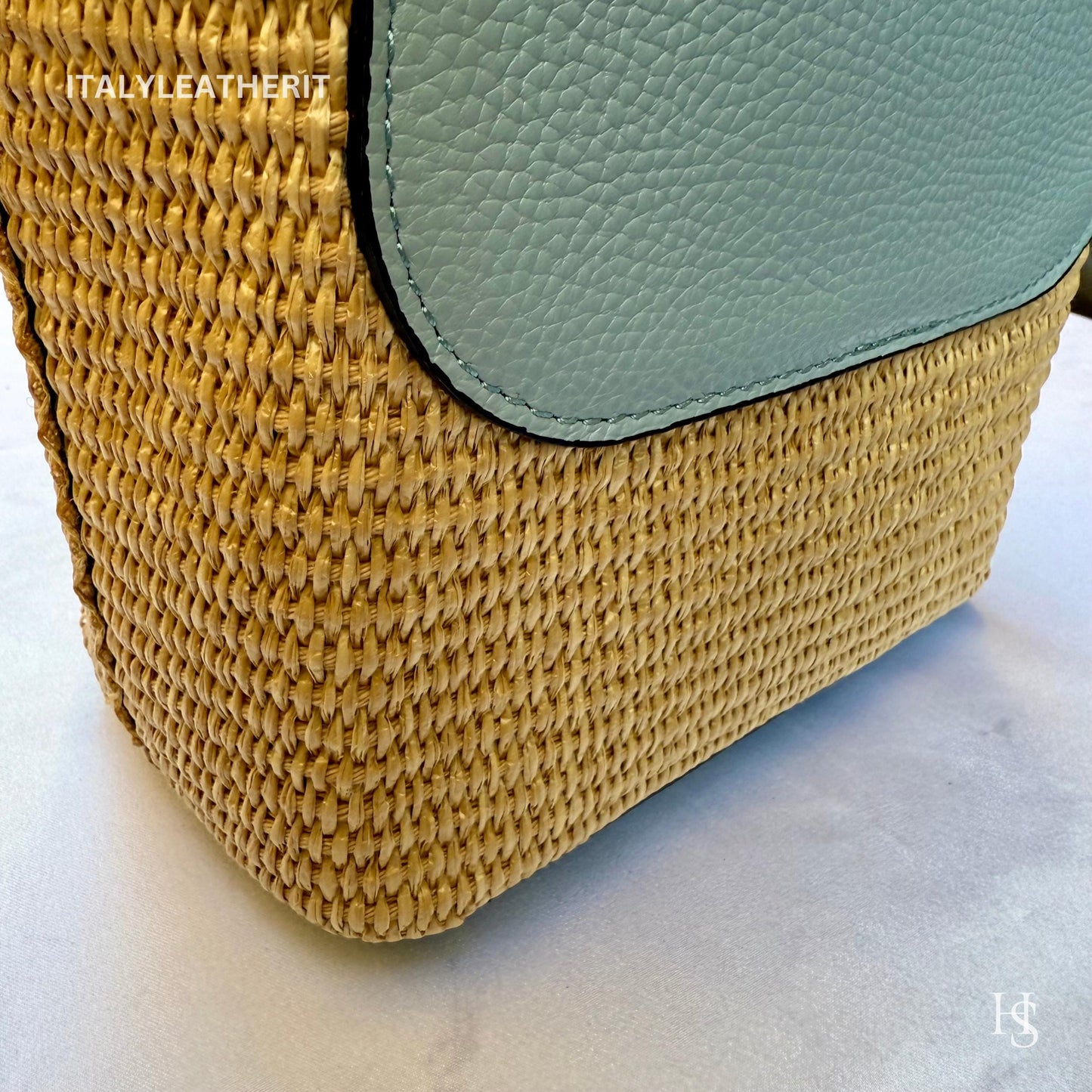 Italian Handmade Leather Bags for Women | Elegant Tote & Purse from Florence, Small Straw and Leather bag