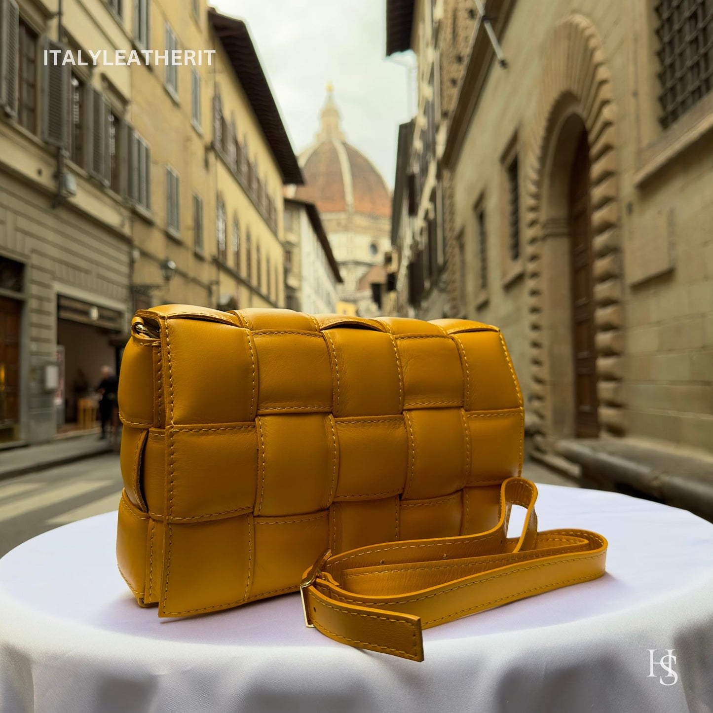 Italian Handmade Leather Crossbody Bag  Elegant Tote from Florence - Italy Leather Shop