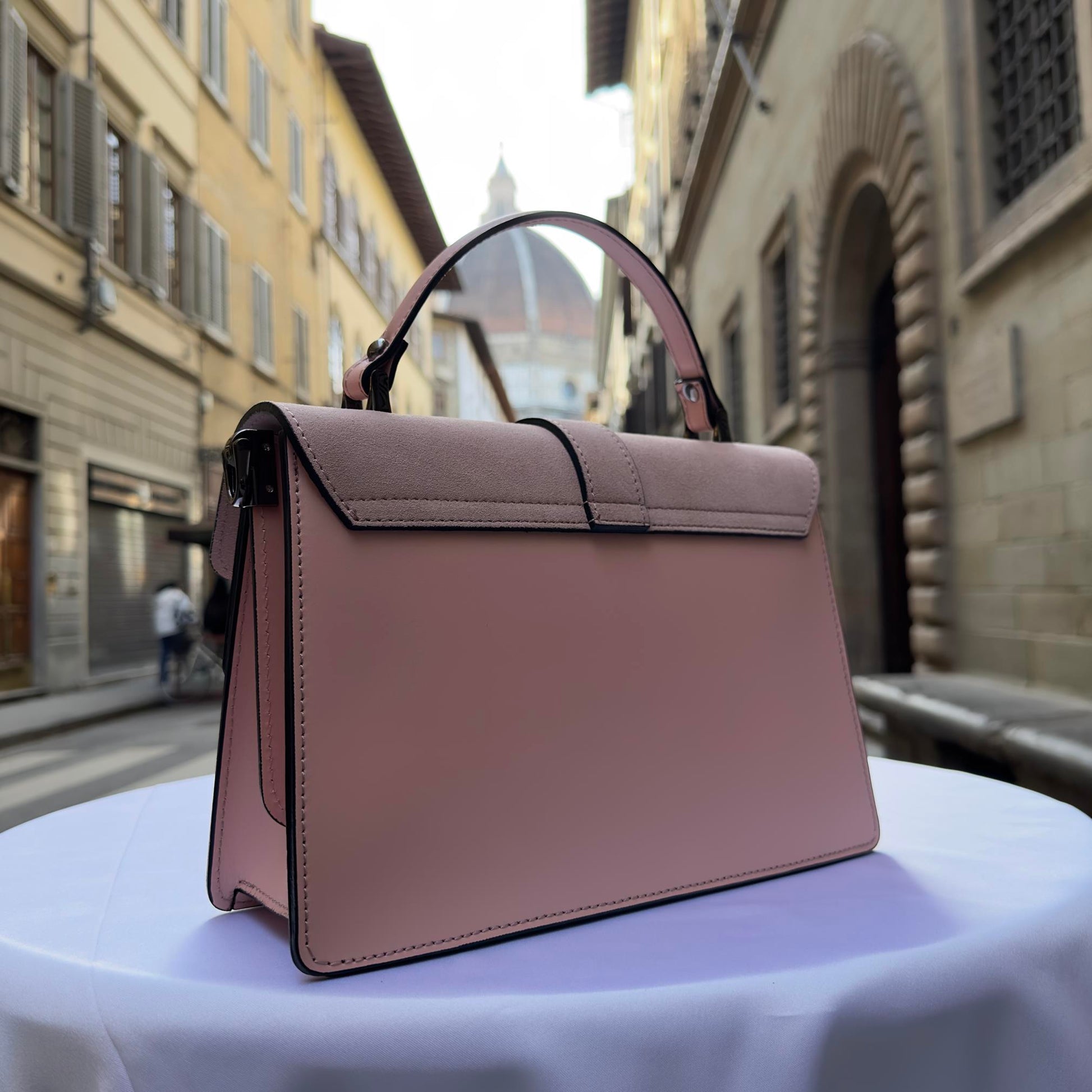 Italian Handmade Leather Top-Handle Bag Elegant Design from Florence - Italy Leather Shop