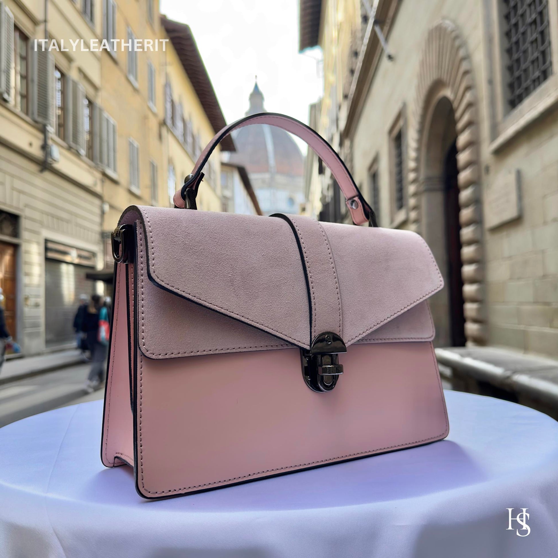 Italian Handmade Leather Top-Handle Bag Elegant Design from Florence - Italy Leather Shop