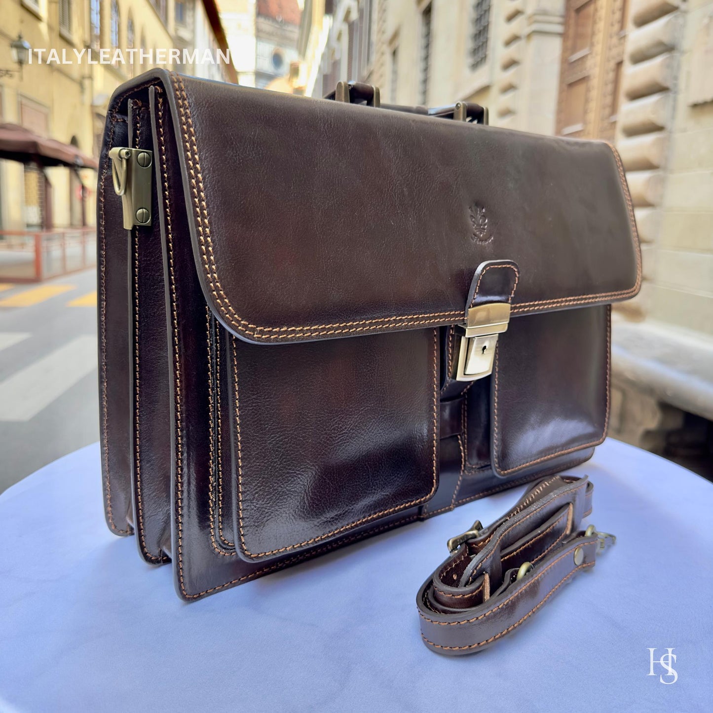 Italian Handmade Leather Briefcase Bags for Men | Elevate Your Style with Exquisite Craftsmanship made in Italy from Florence | shoulder bag - Italy Leather Shop