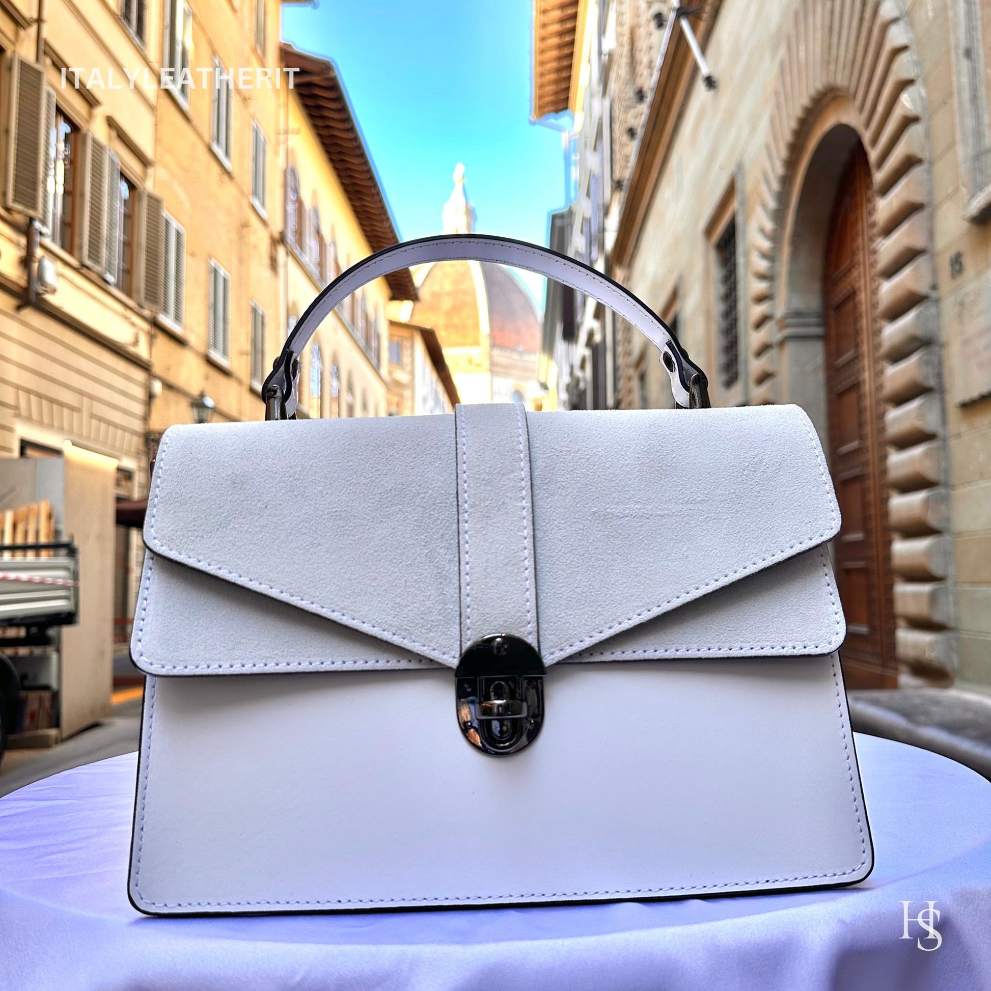 Italian Handmade Leather Top-Handle Bag Elegant Design from Florence - Italy Leather Shop