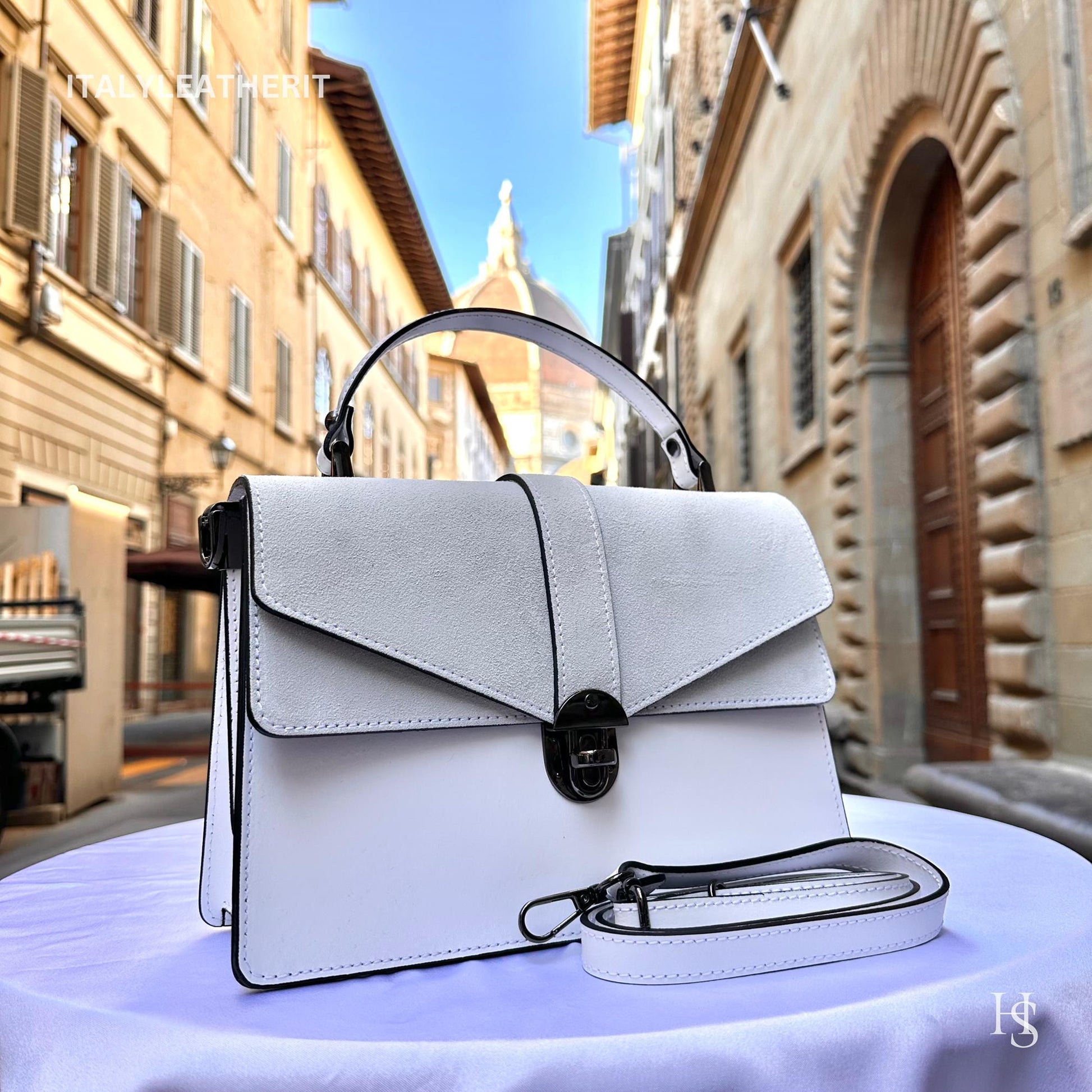 Italian Handmade Leather Top-Handle Bag Elegant Design from Florence - Italy Leather Shop