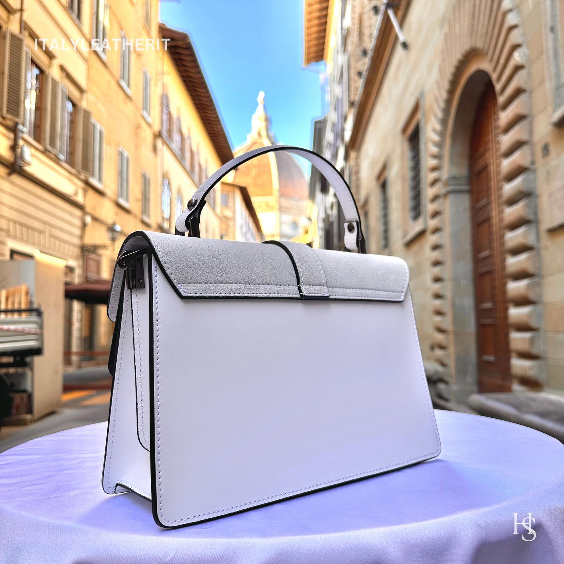 Italian Handmade Leather Top-Handle Bag Elegant Design from Florence - Italy Leather Shop