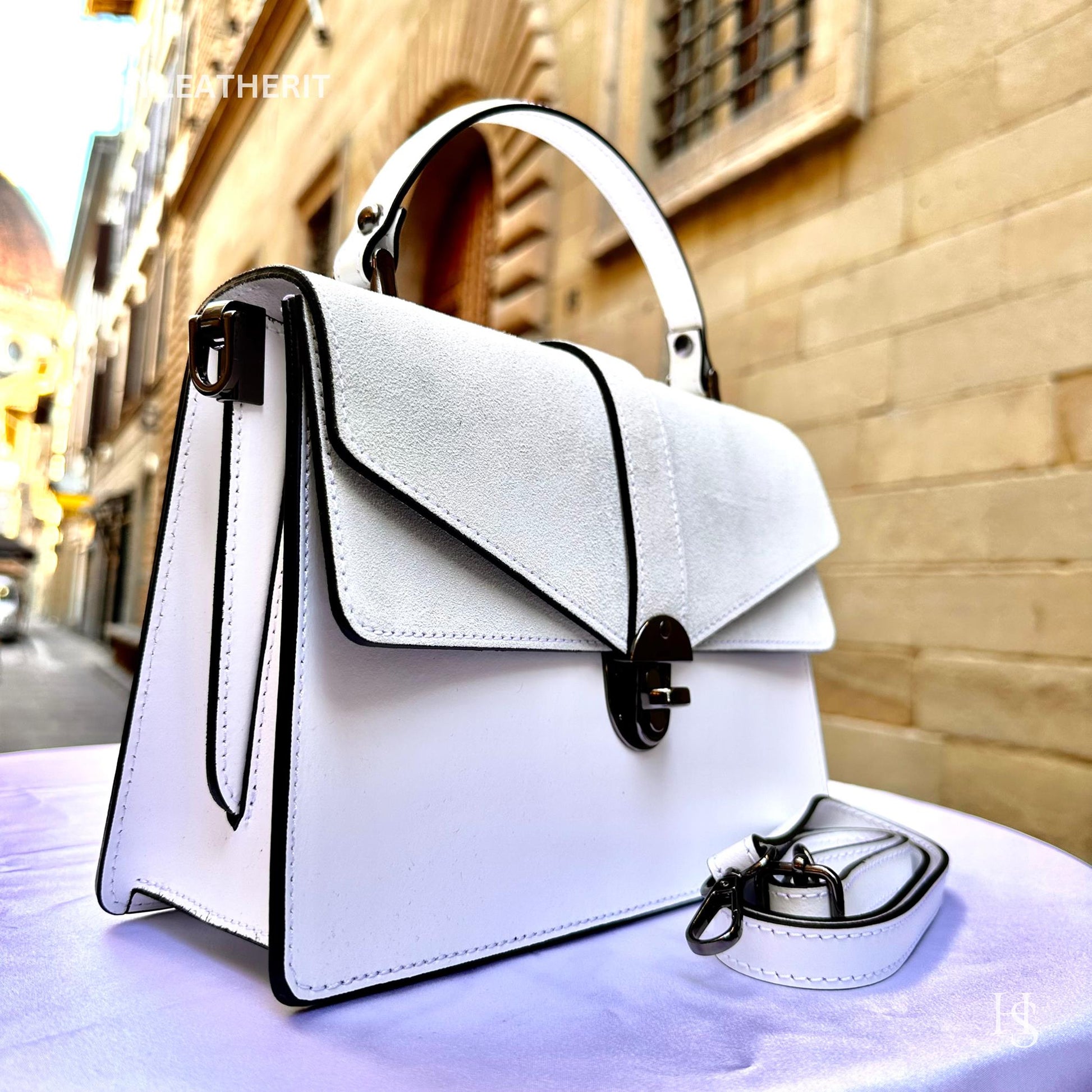Italian Handmade Leather Top-Handle Bag Elegant Design from Florence - Italy Leather Shop