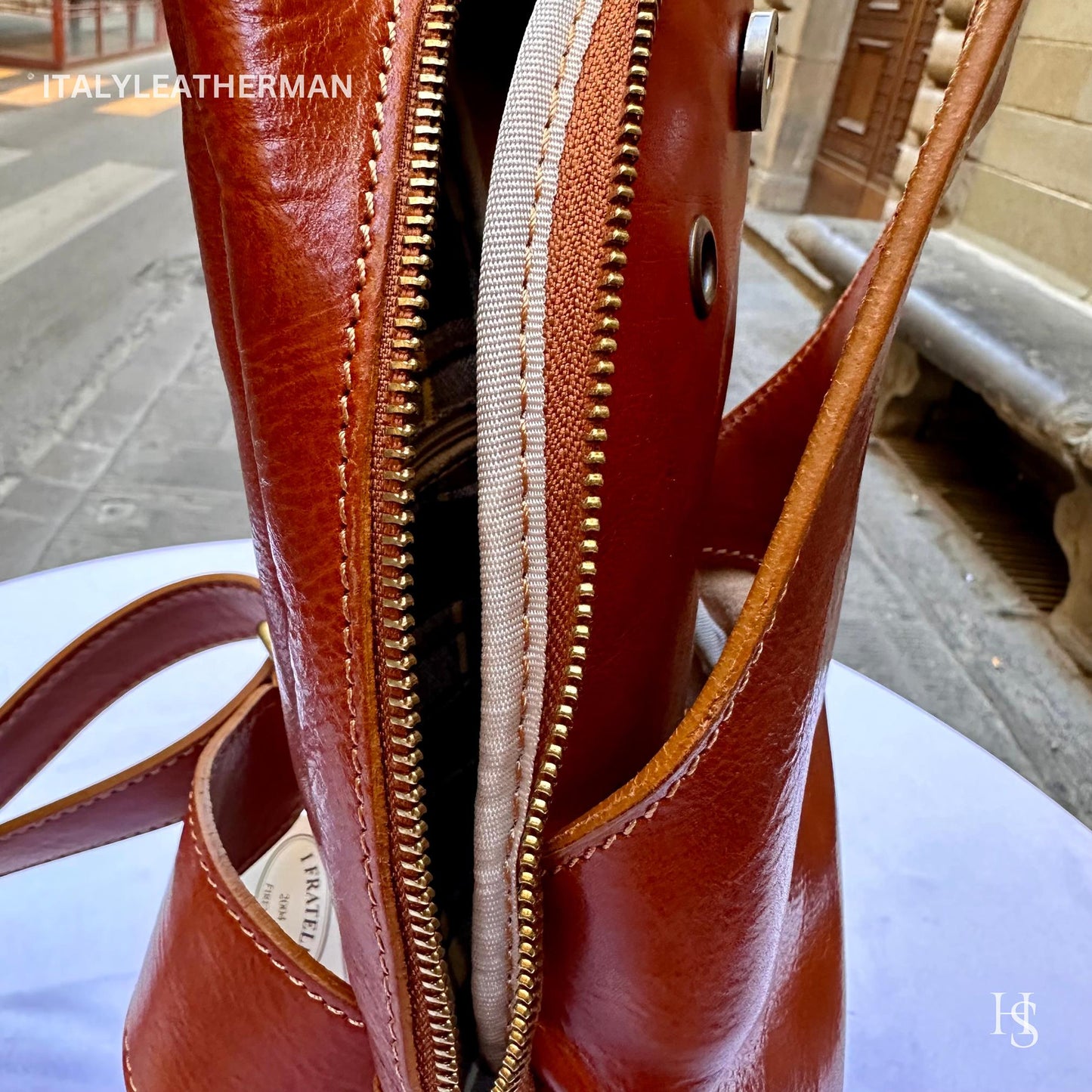 Italian Handmade Leather Sling Bag  Unisex Design, Made in Italy - Italy Leather Shop