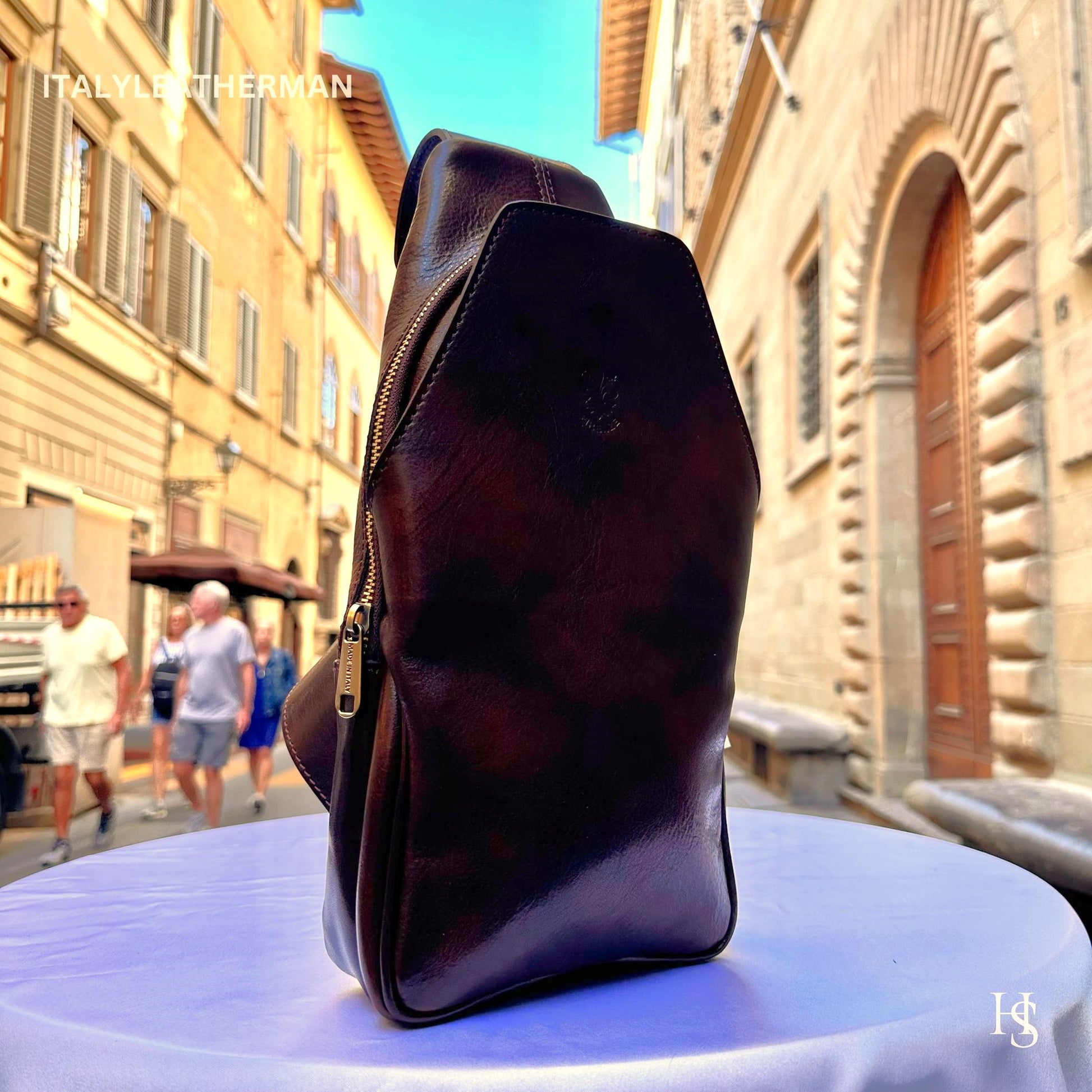 Italian Handmade Leather Sling Bag  Unisex Design, Made in Italy - Italy Leather Shop