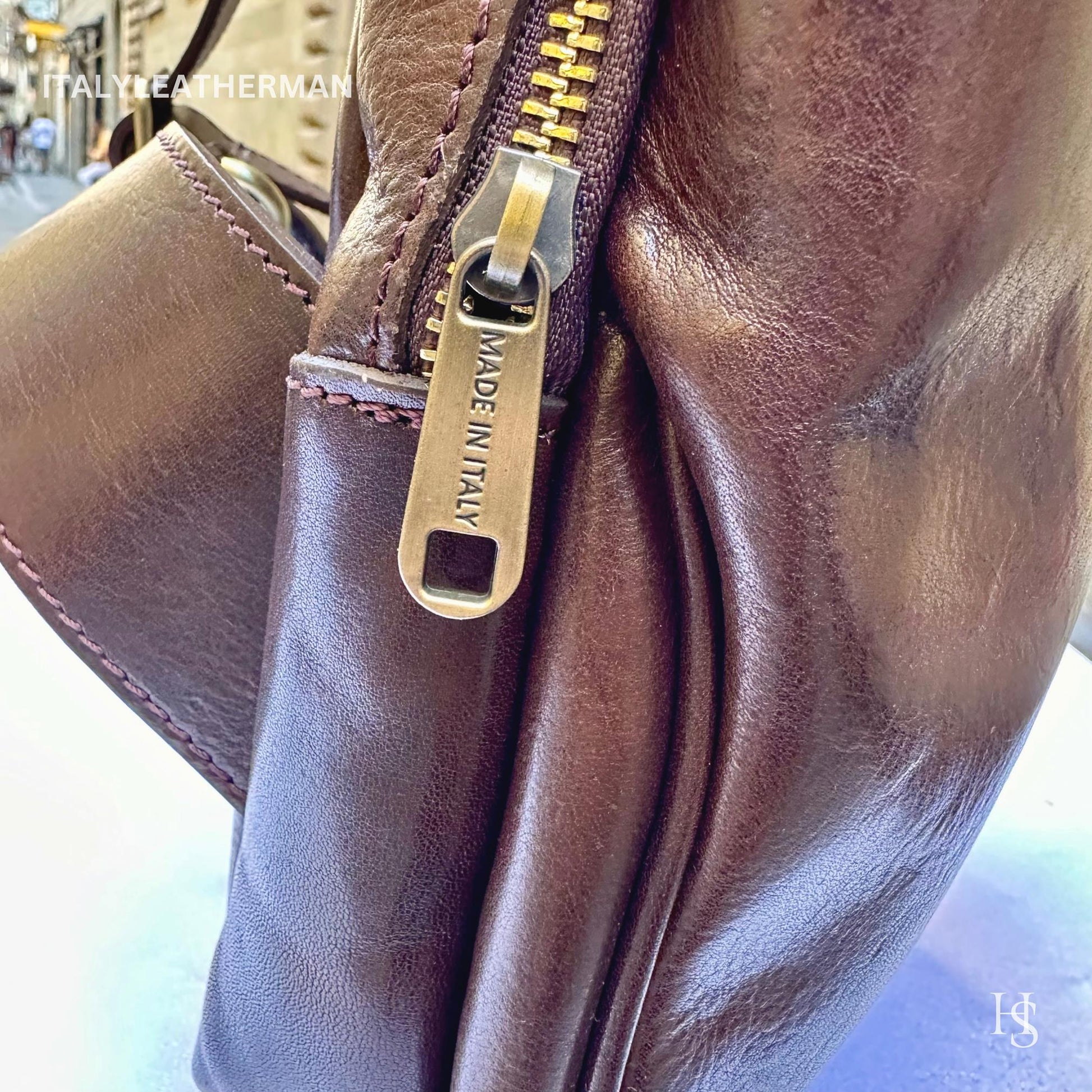 Italian Handmade Leather Sling Bag  Unisex Design, Made in Italy - Italy Leather Shop