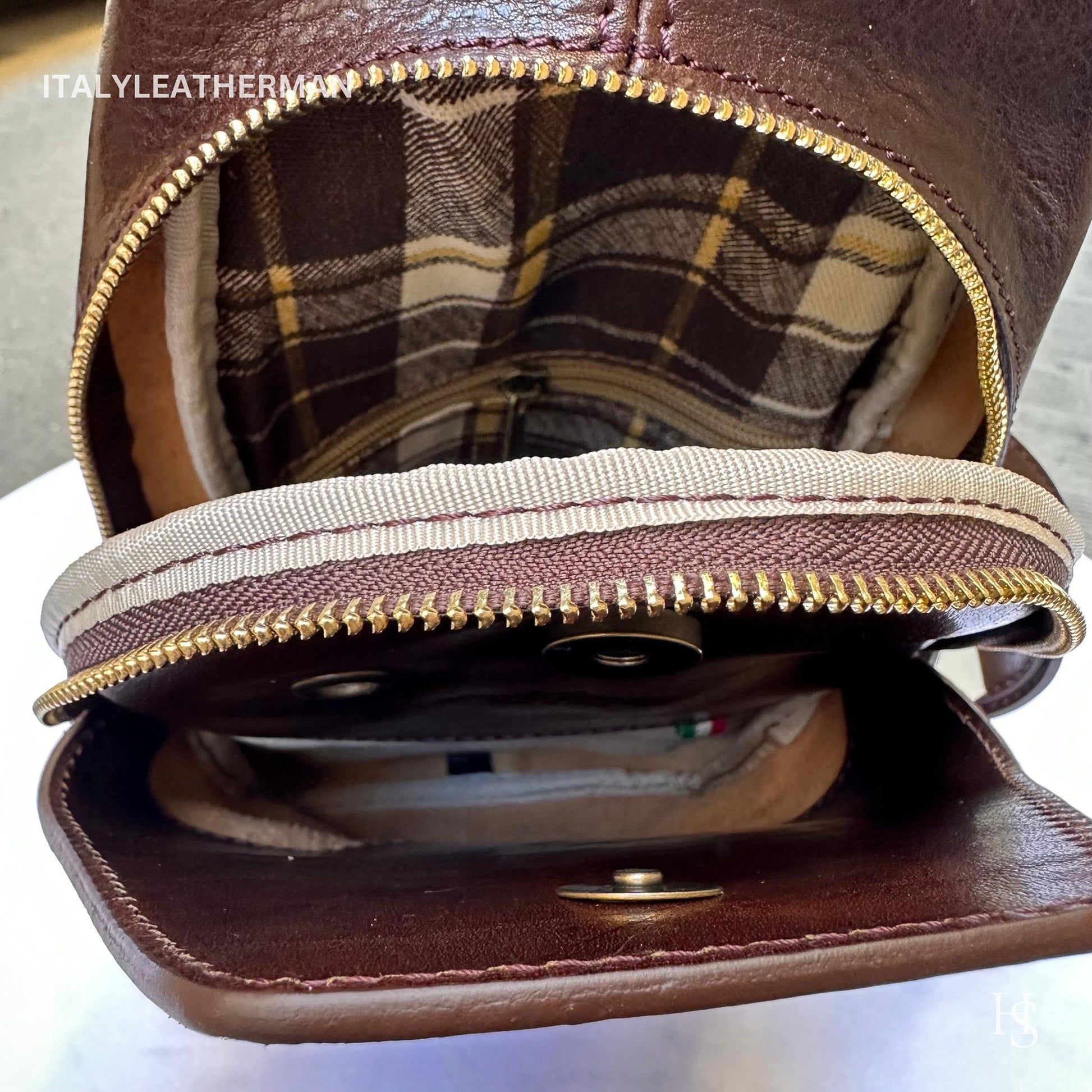 Italian Handmade Leather Sling Bag  Unisex Design, Made in Italy - Italy Leather Shop