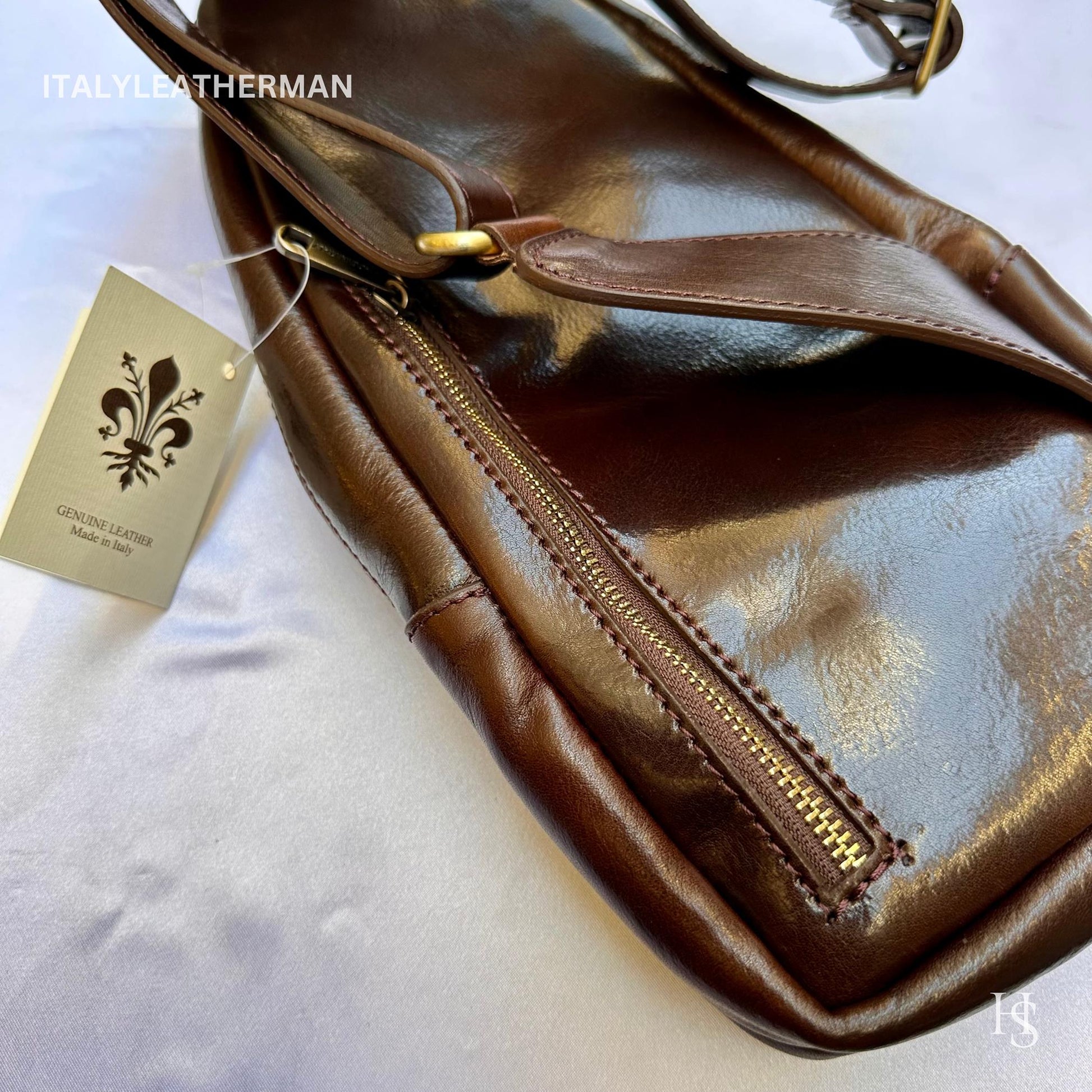 Italian Handmade Leather Sling Bag  Unisex Design, Made in Italy - Italy Leather Shop