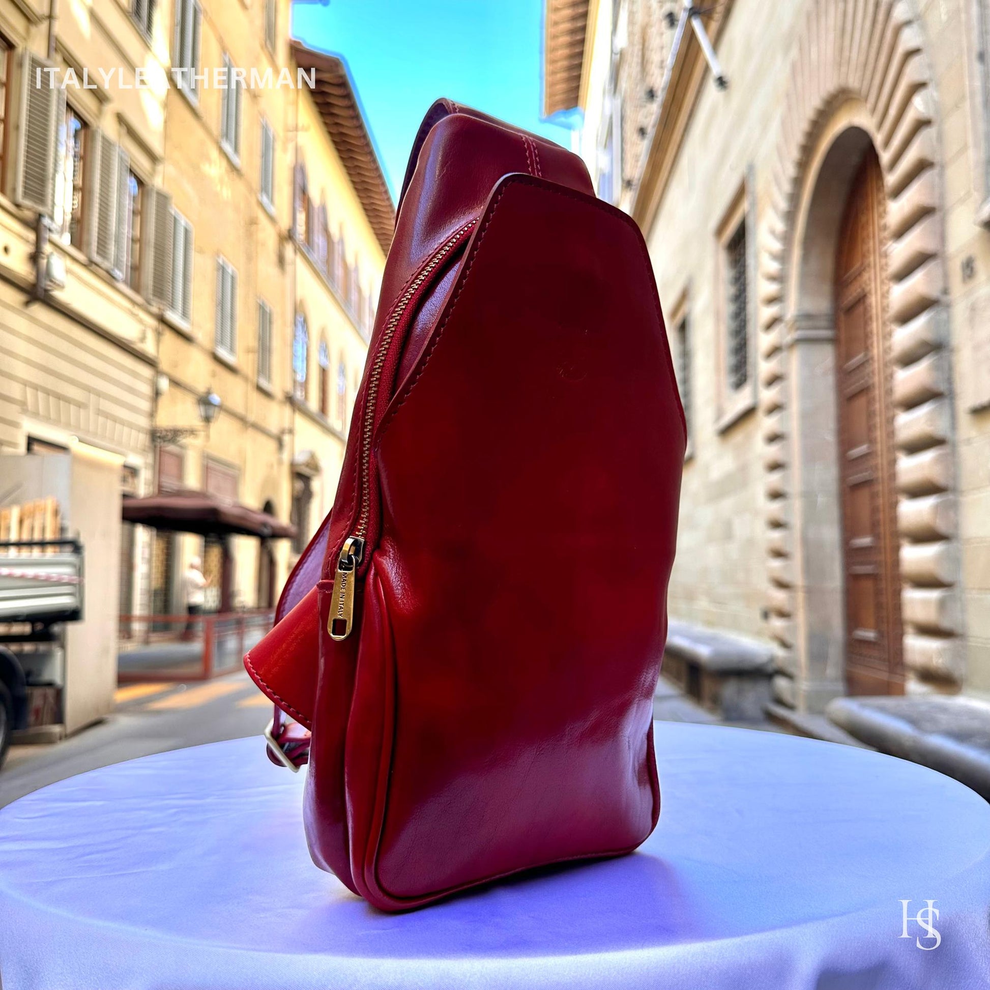 Italian Handmade Leather Sling Bag  Unisex Design, Made in Italy - Italy Leather Shop