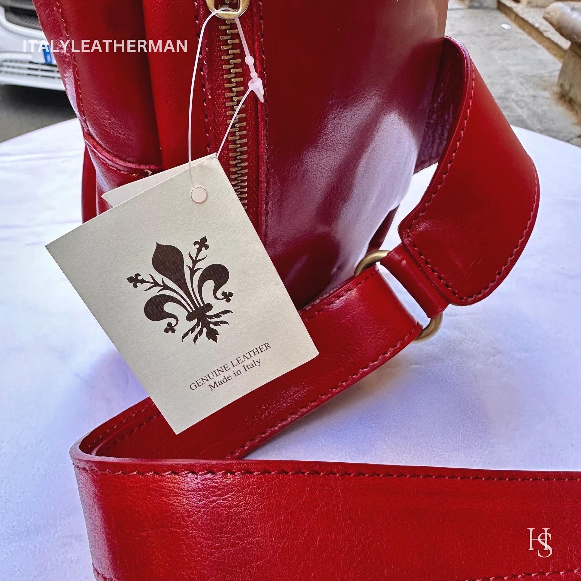 Italian Handmade Leather Sling Bag  Unisex Design, Made in Italy - Italy Leather Shop