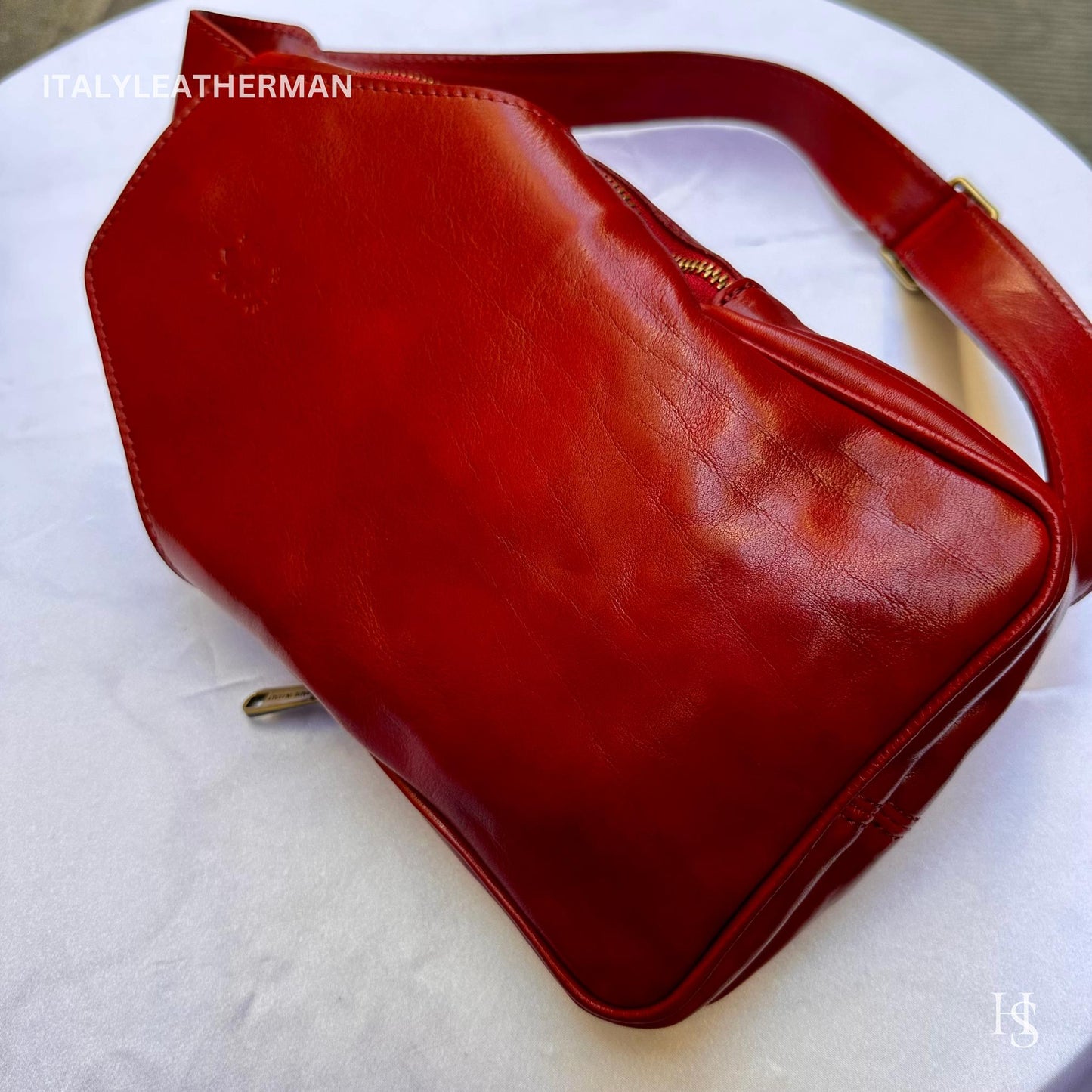Italian Handmade Leather Sling Bag  Unisex Design, Made in Italy - Italy Leather Shop