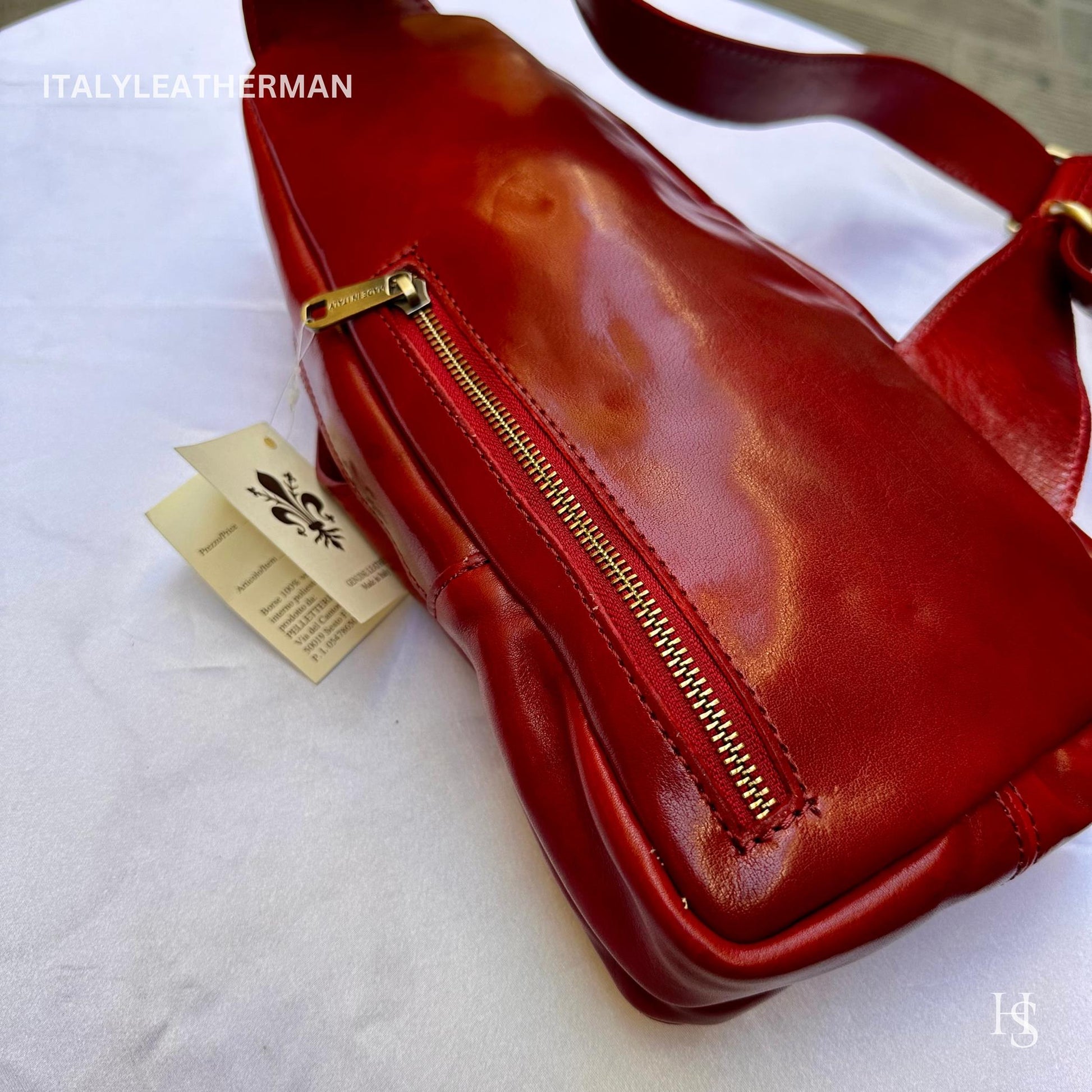 Italian Handmade Leather Sling Bag  Unisex Design, Made in Italy - Italy Leather Shop