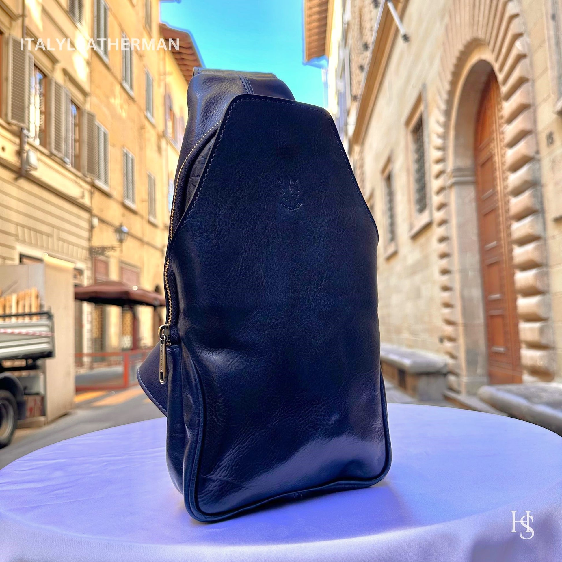 Italian Handmade Leather Sling Bag  Unisex Design, Made in Italy - Italy Leather Shop