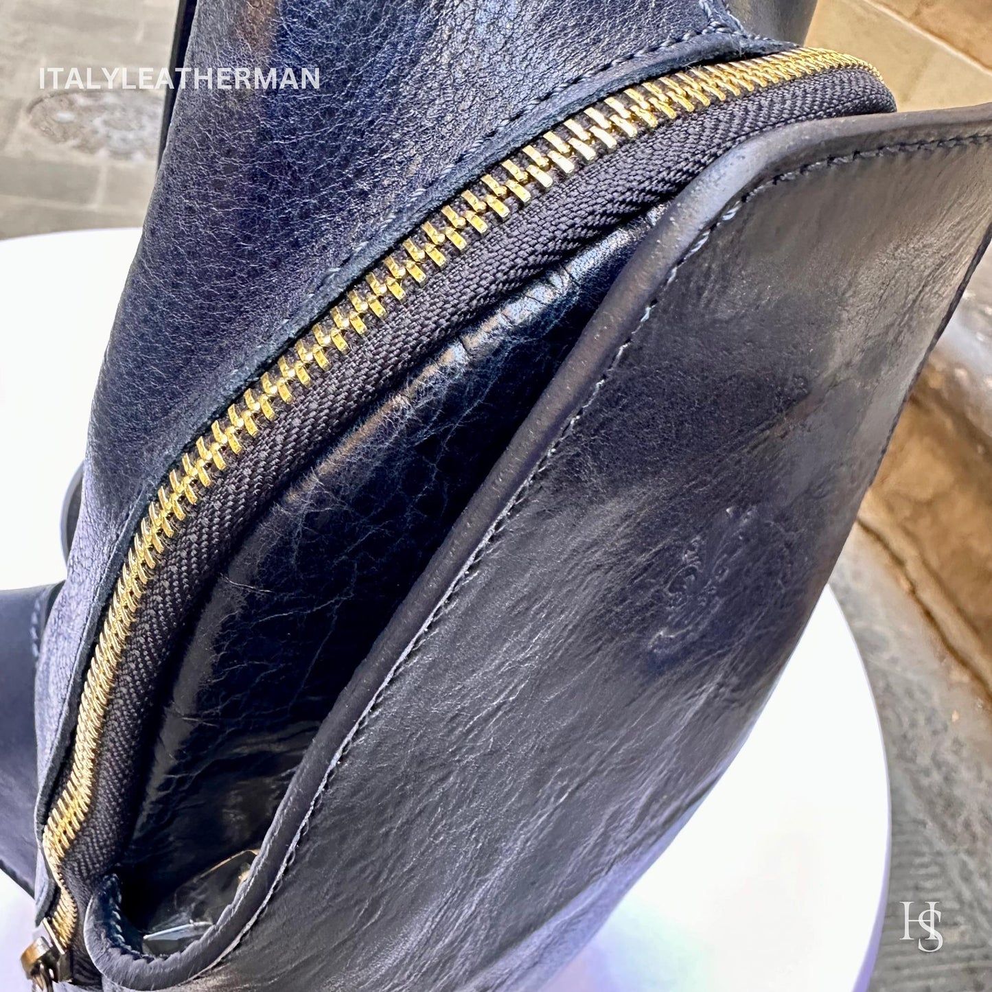 Italian Handmade Leather Sling Bag  Unisex Design, Made in Italy - Italy Leather Shop