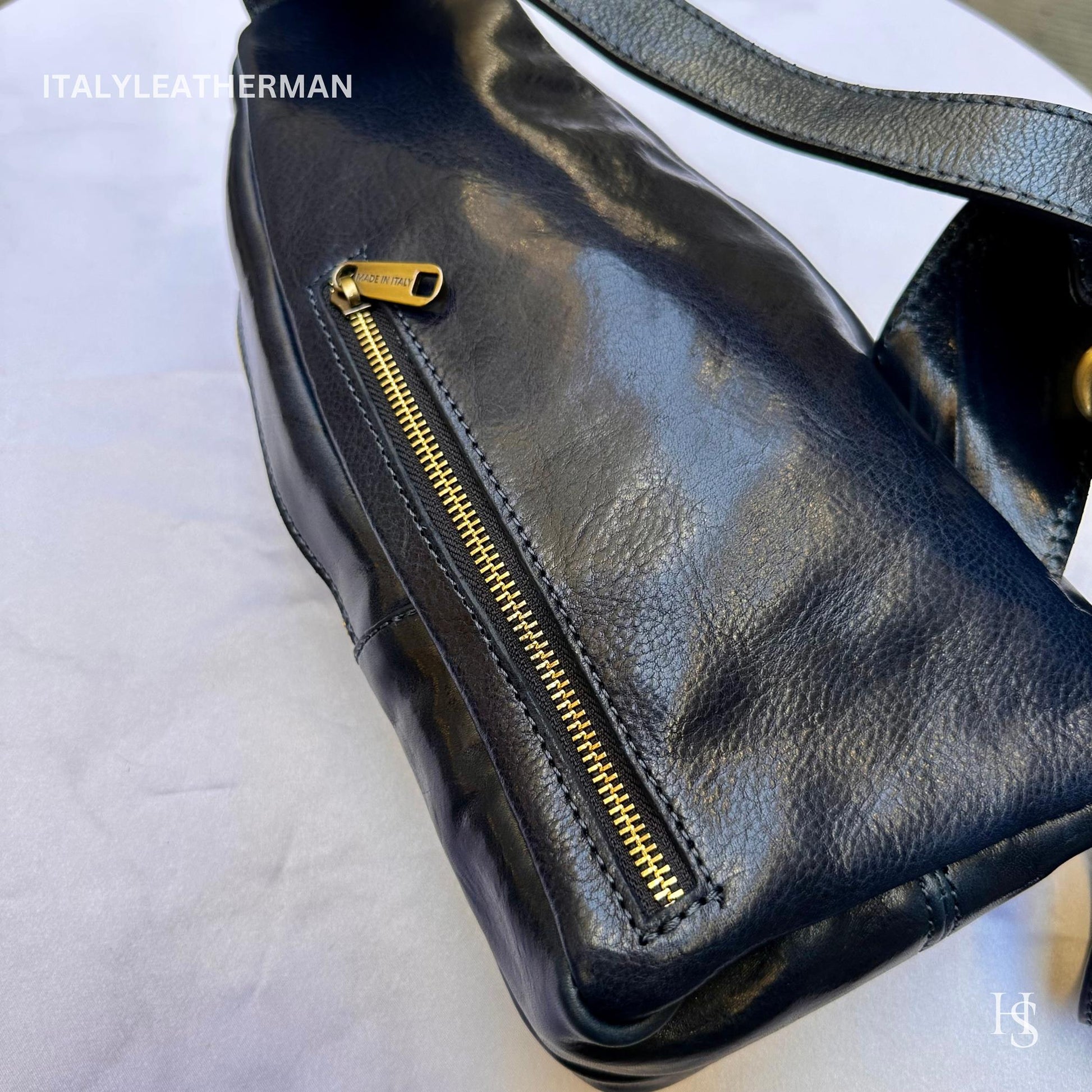 Italian Handmade Leather Sling Bag  Unisex Design, Made in Italy - Italy Leather Shop