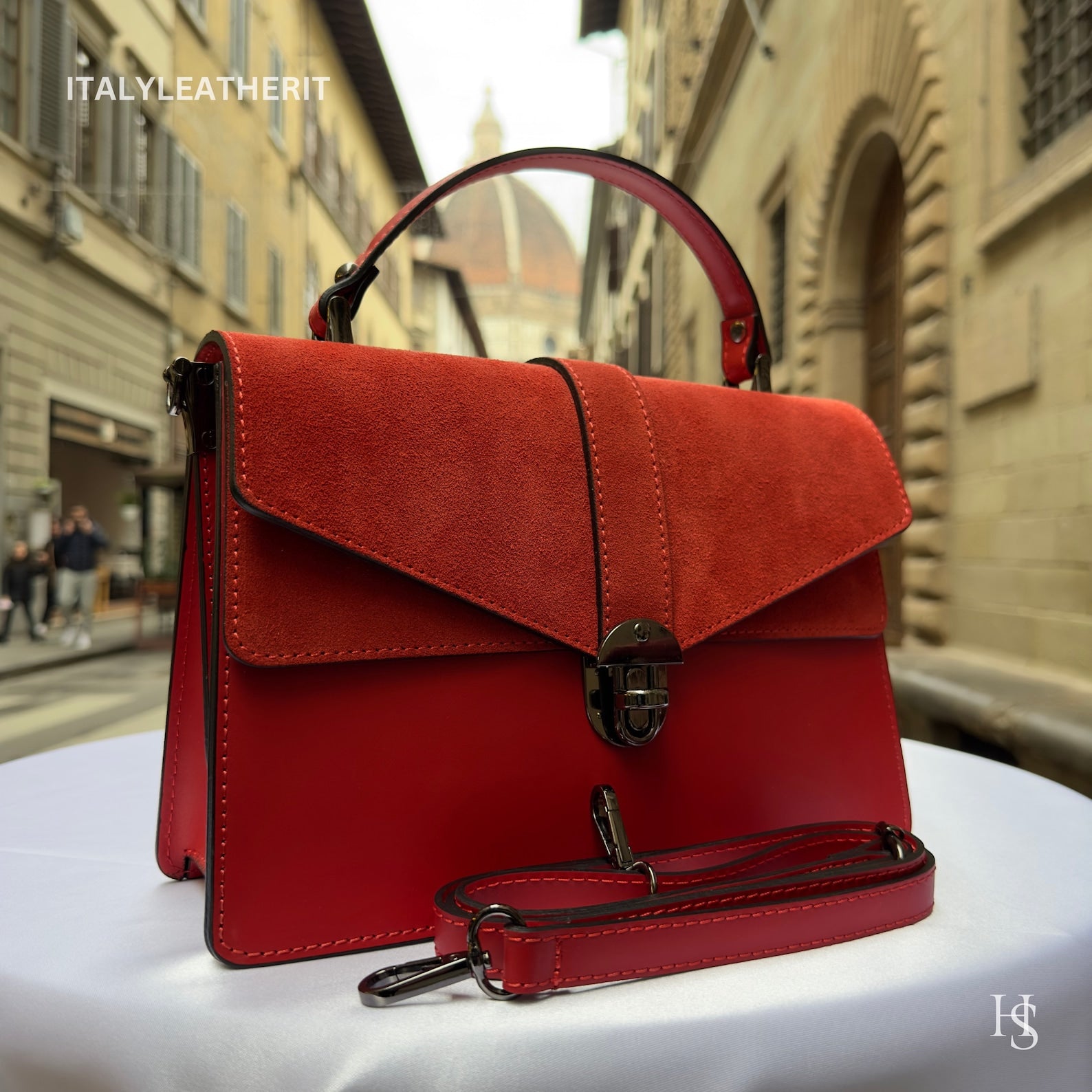 Italian Handmade Leather Top-Handle Bag Elegant Design from Florence - Italy Leather Shop