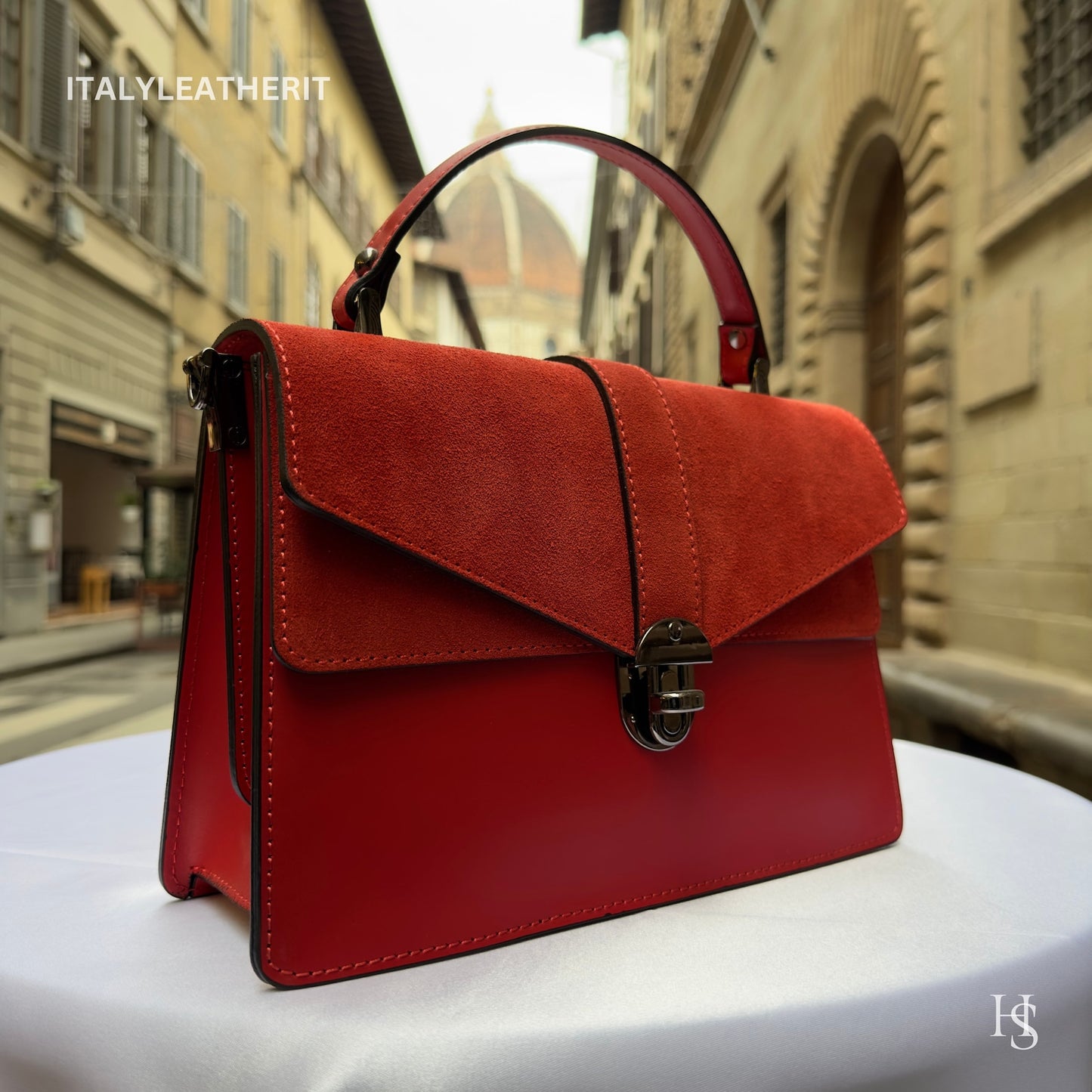 Italian Handmade Leather Top-Handle Bag Elegant Design from Florence - Italy Leather Shop