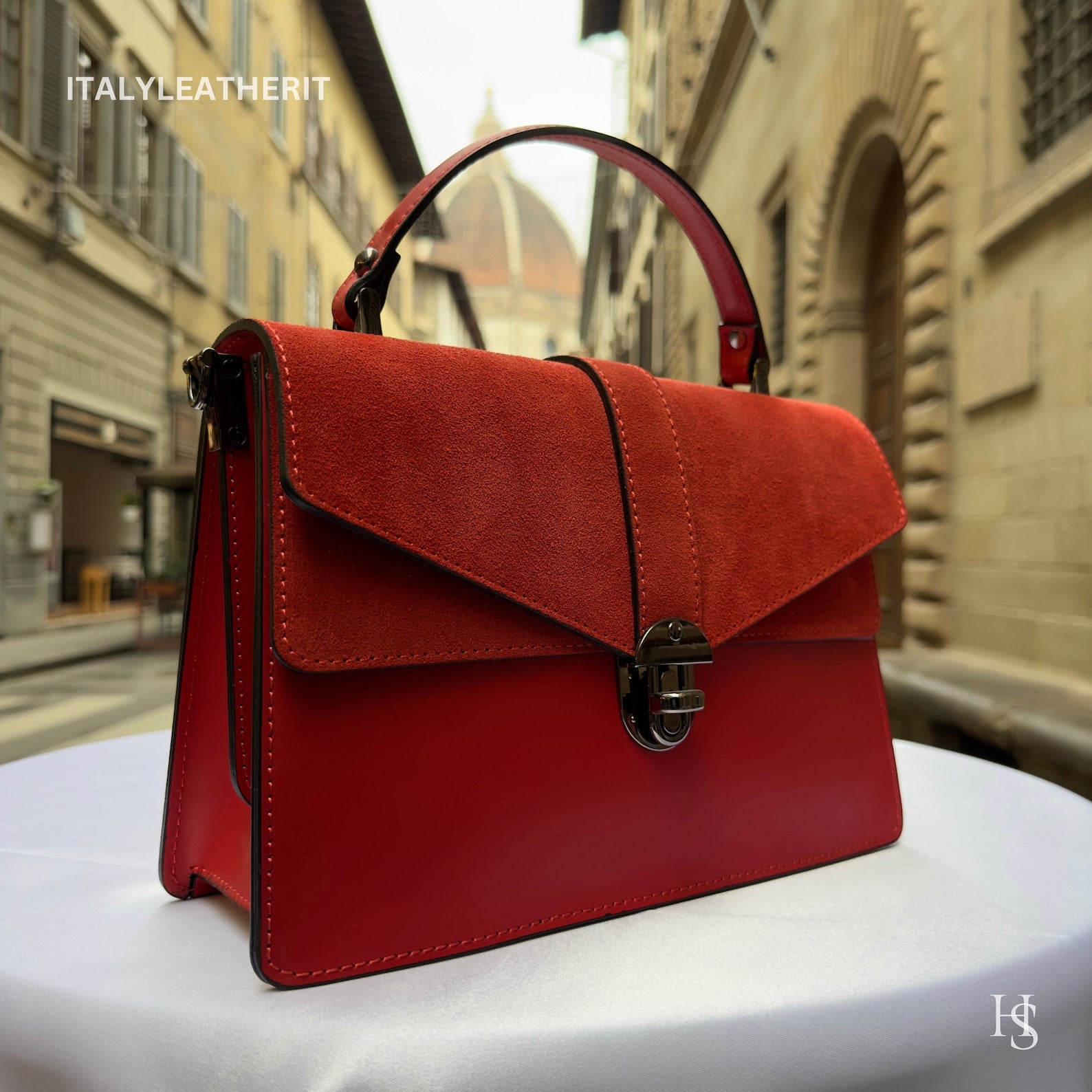 Italian Handmade Leather Top-Handle Bag Elegant Design from Florence - Italy Leather Shop