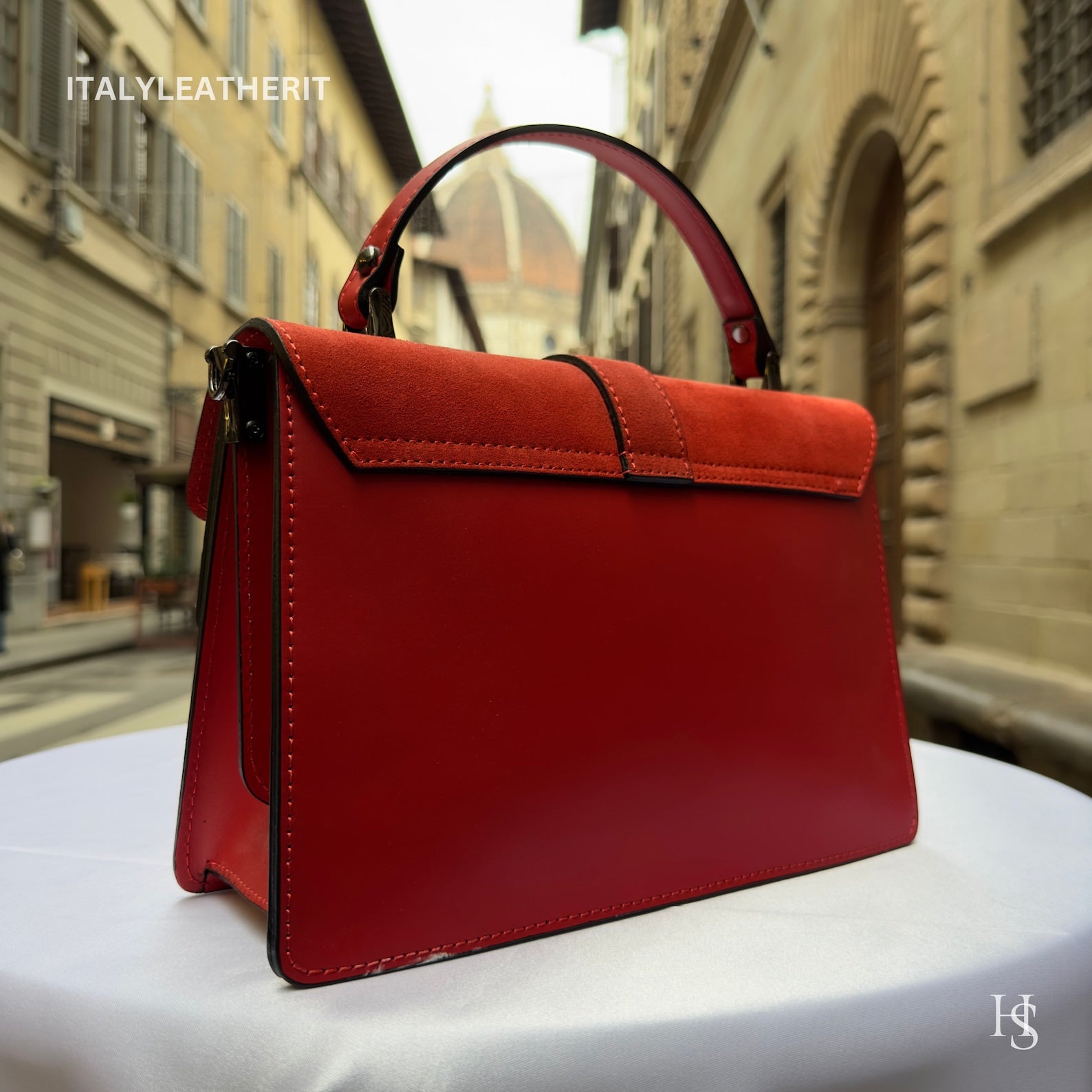 Italian Handmade Leather Top-Handle Bag Elegant Design from Florence - Italy Leather Shop