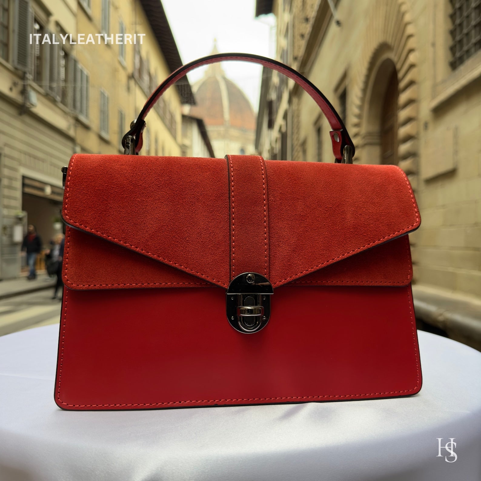 Italian Handmade Leather Top-Handle Bag Elegant Design from Florence - Italy Leather Shop