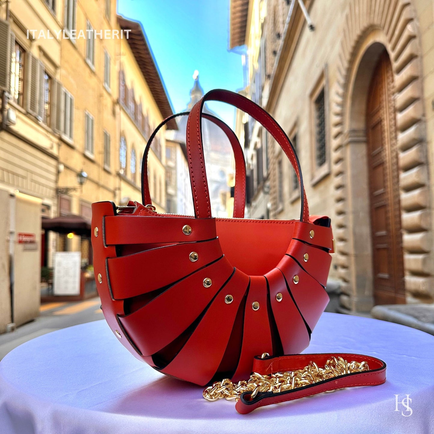 Elegant Italian Leather Shoulder Tote Crafted in Florence Handcrafted in Florence - Italy Leather Shop