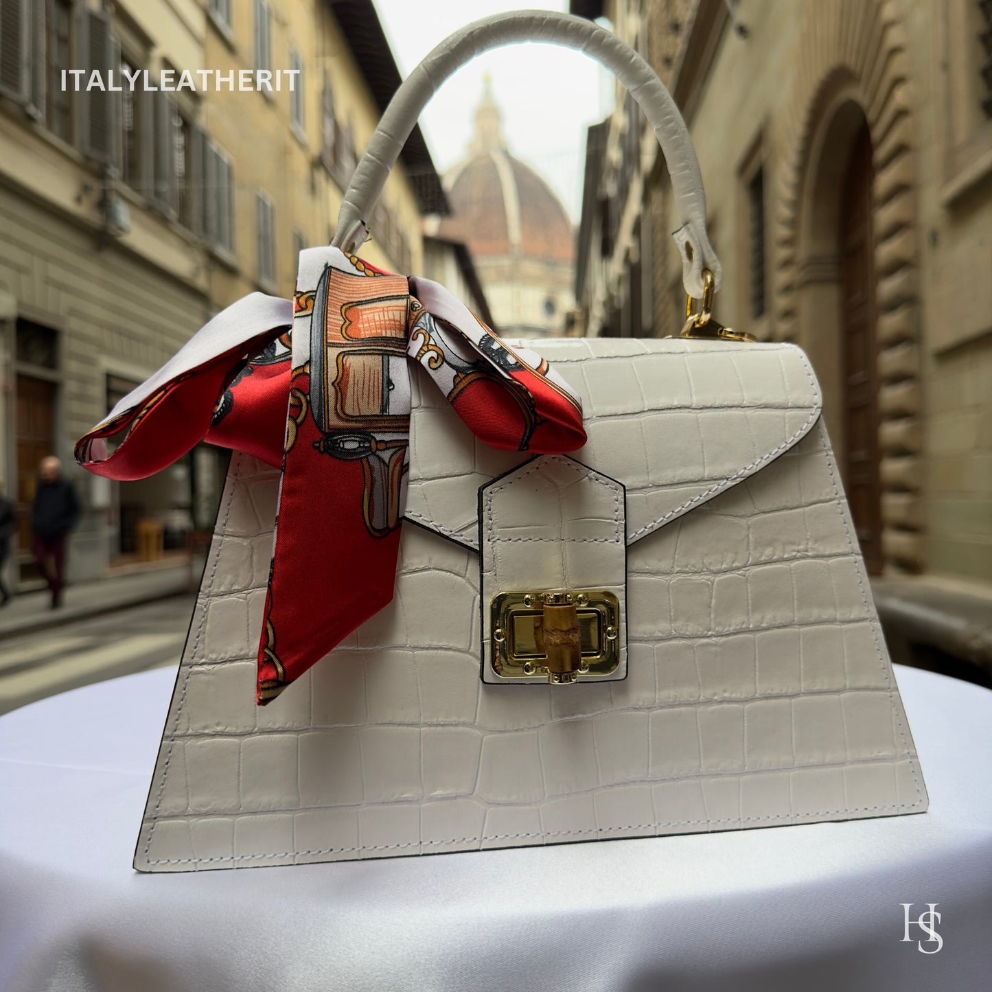 Italian Handmade Leather Bags For Women l l Elegant Leather Tote From Florence, white leather bag