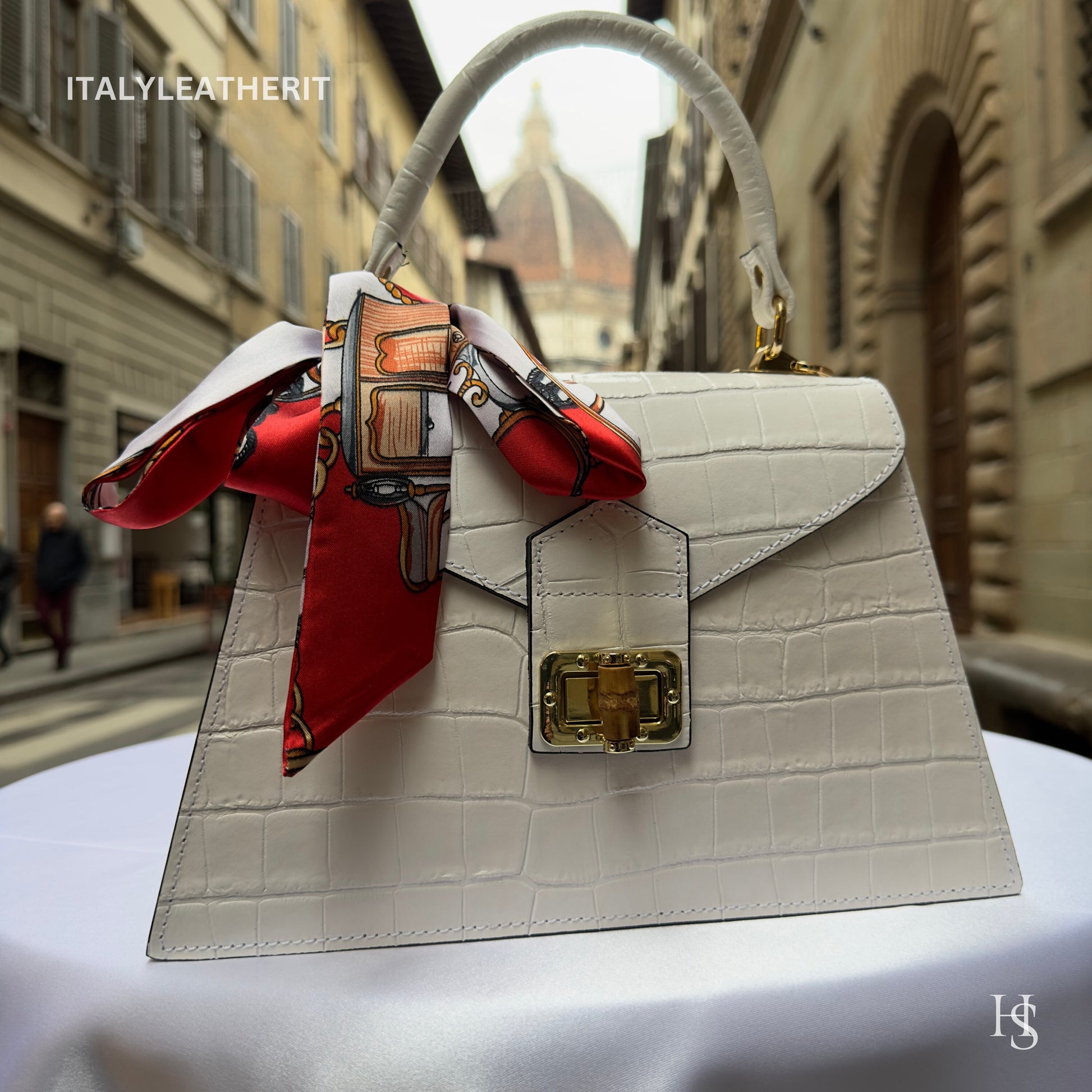Italian Handmade Leather Bags For Women l l Elegant Leather Tote From Florence, white leather bag