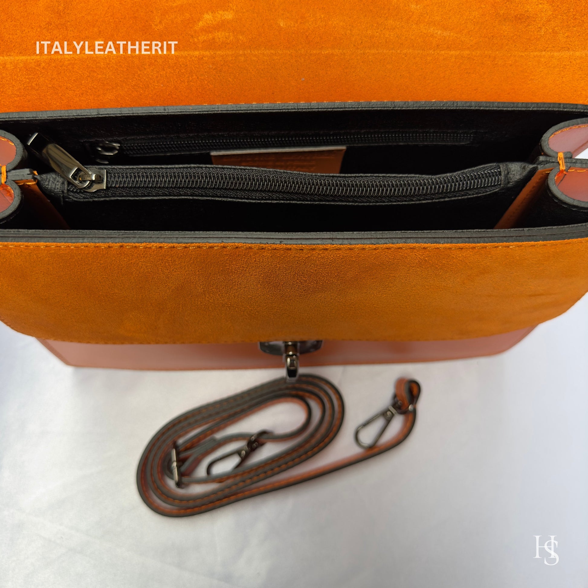 Italian Handmade Leather Bags For Women | Elegant Leather Tote From Florence | Orange Leather Tote | Orange Leather Bag